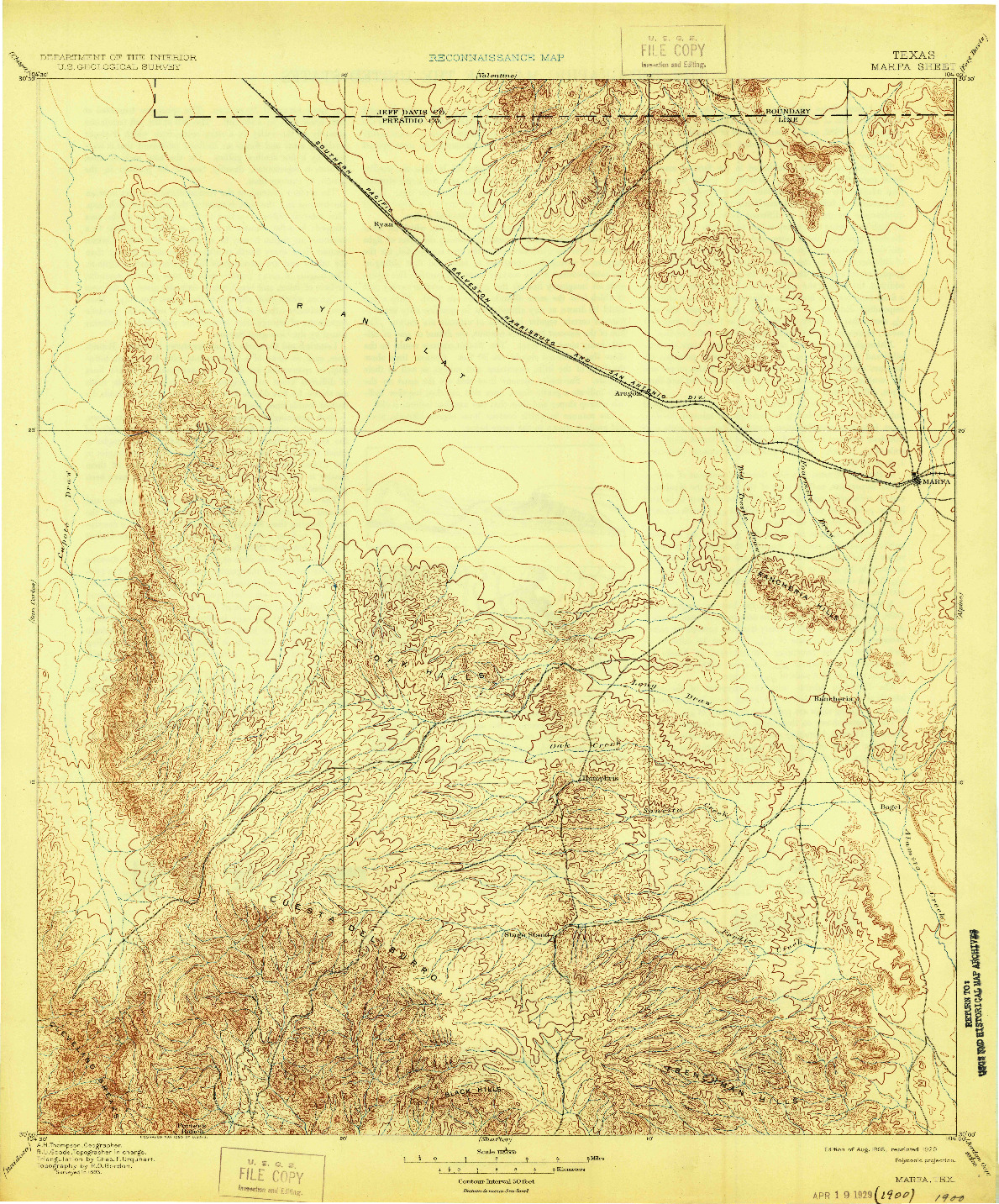 USGS 1:125000-SCALE QUADRANGLE FOR MARFA, TX 1895