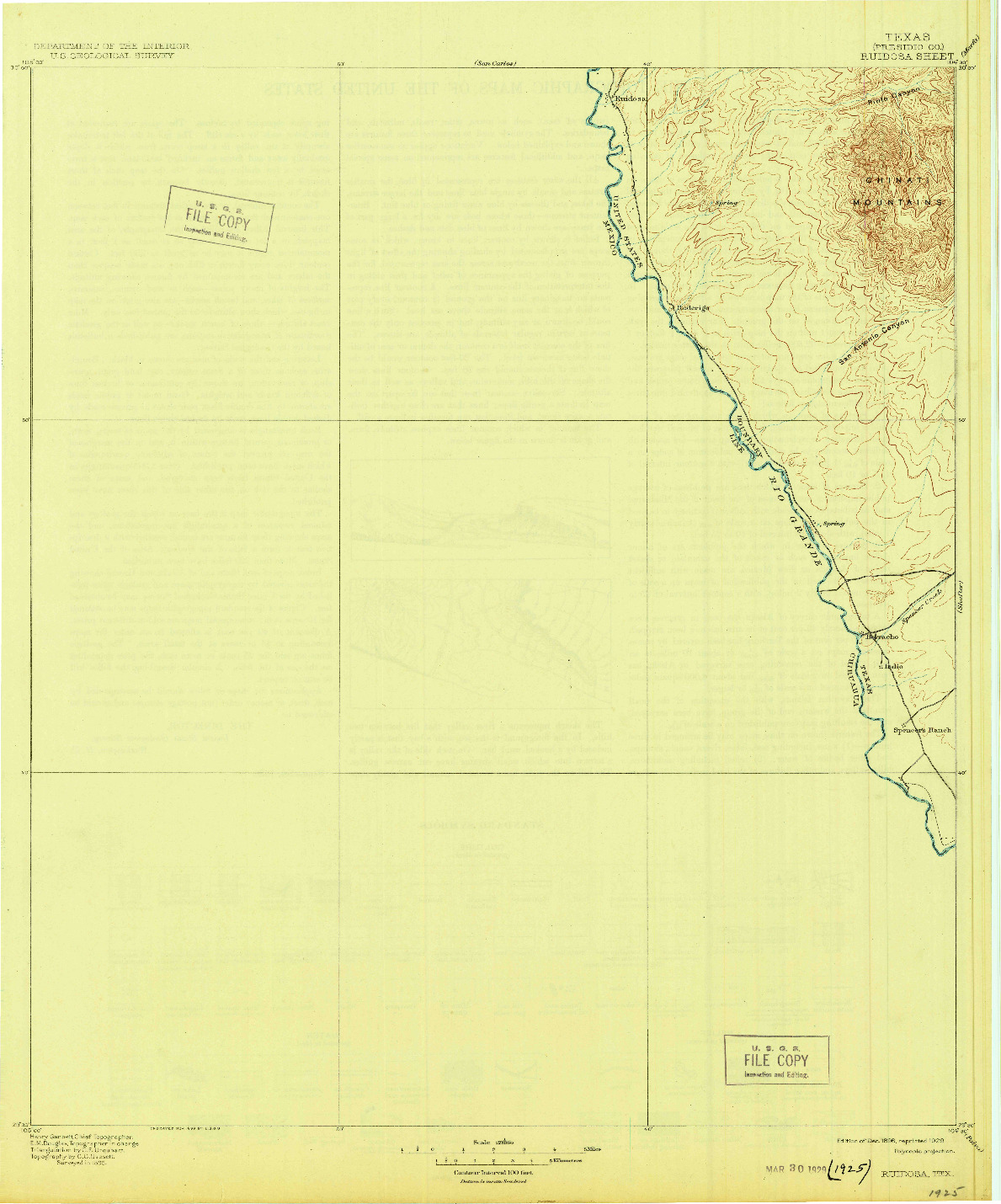 USGS 1:125000-SCALE QUADRANGLE FOR RUIDOSA, TX 1896