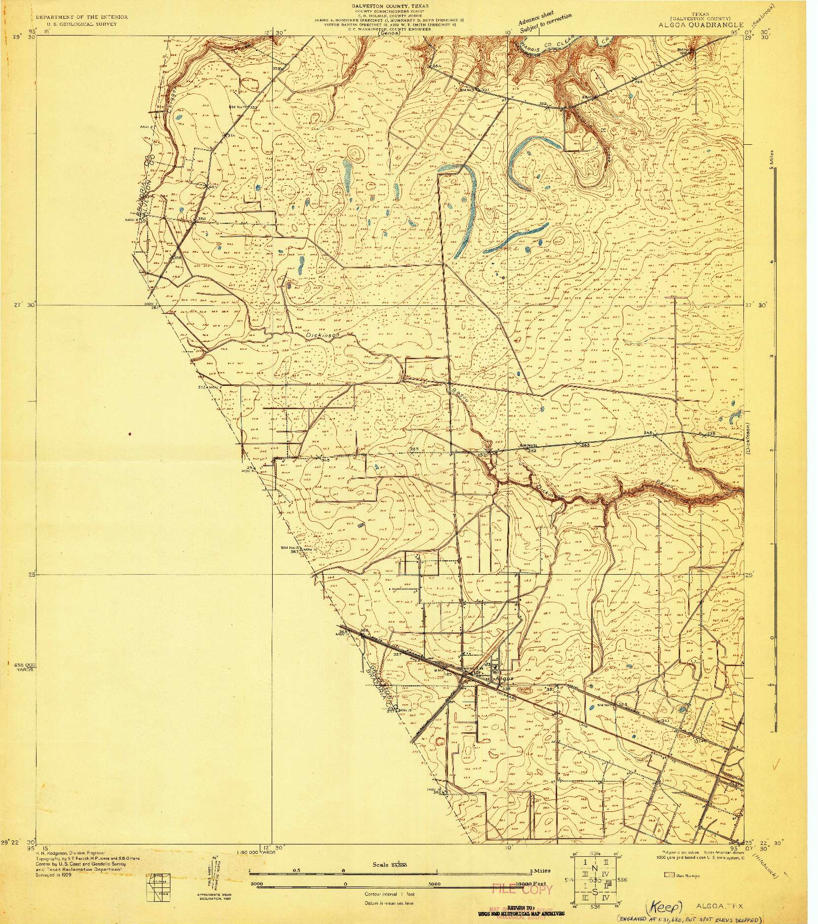 USGS 1:24000-SCALE QUADRANGLE FOR ALGOA, TX 1929
