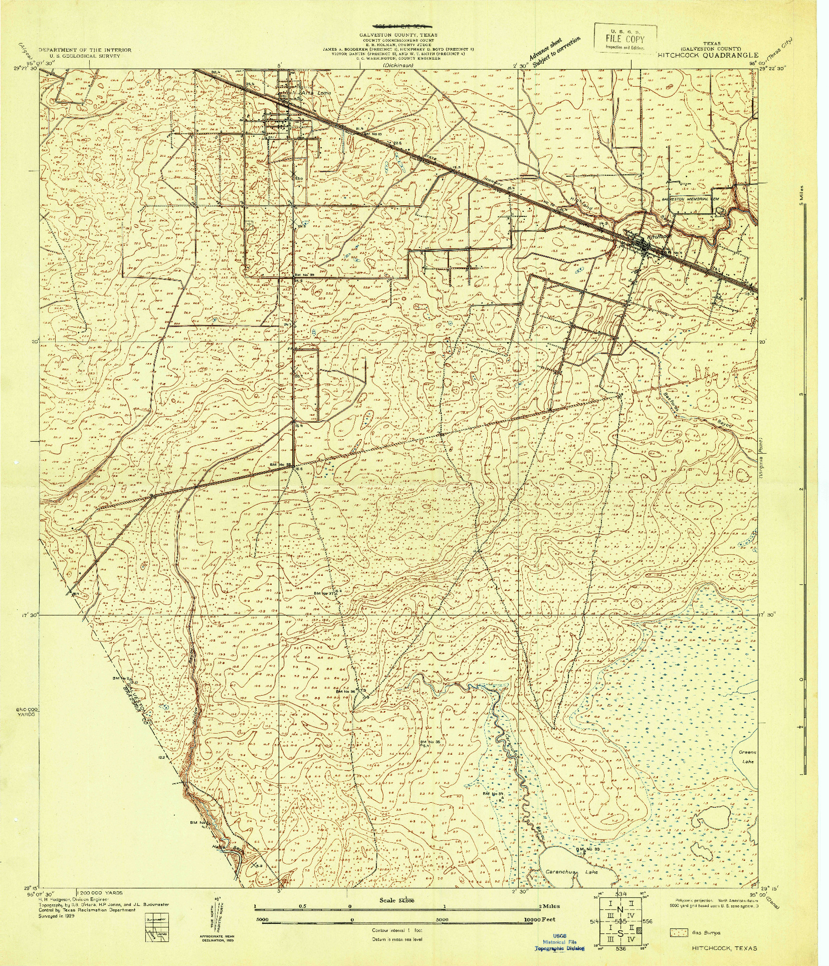 USGS 1:24000-SCALE QUADRANGLE FOR HITCHCOCK, TX 1929