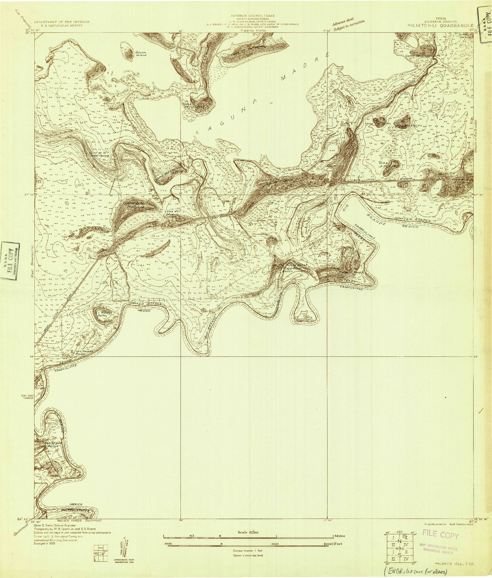 USGS 1:24000-SCALE QUADRANGLE FOR PALMITO HILL, TX 1929