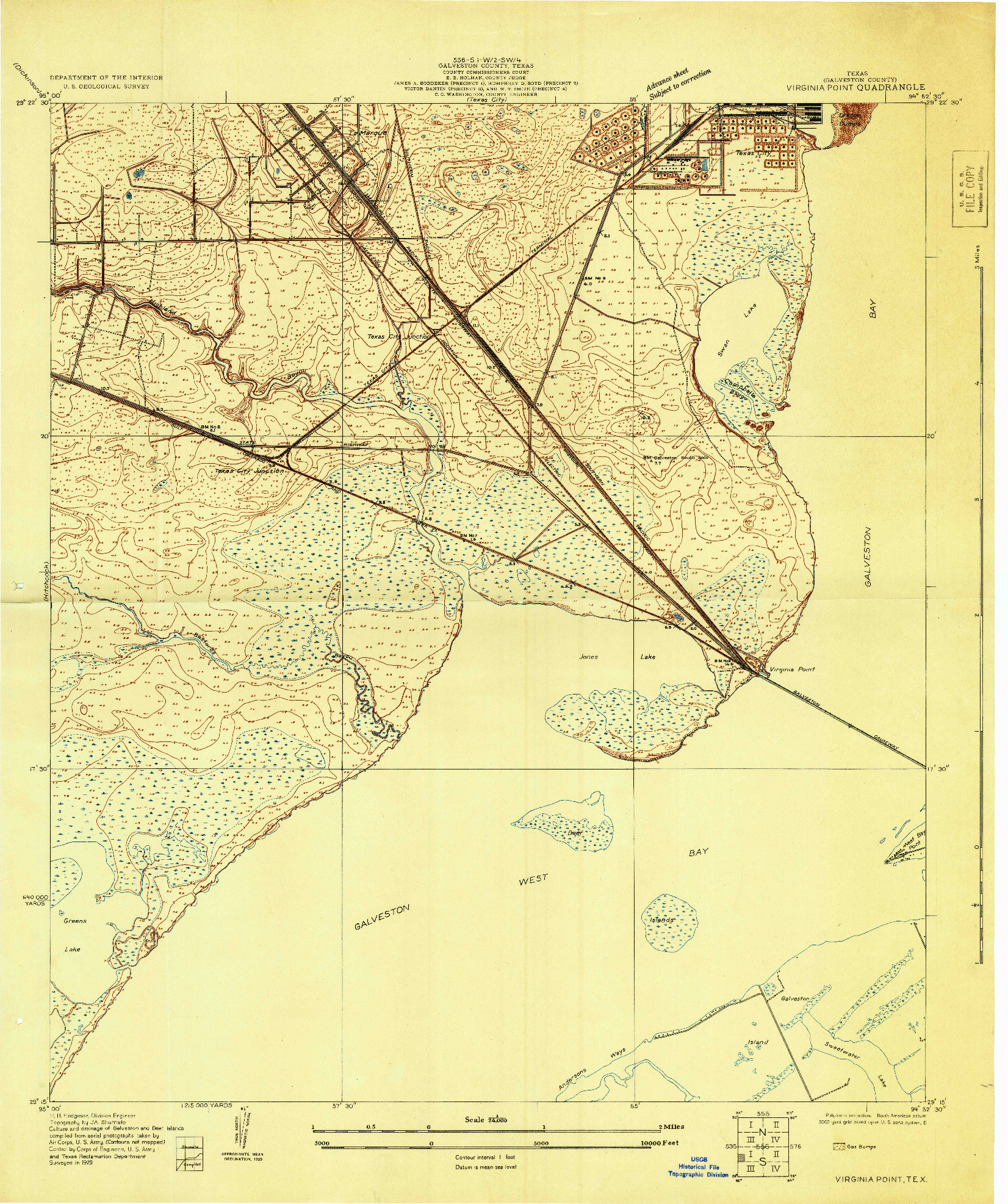 USGS 1:24000-SCALE QUADRANGLE FOR VIRGINIA POINT, TX 1929