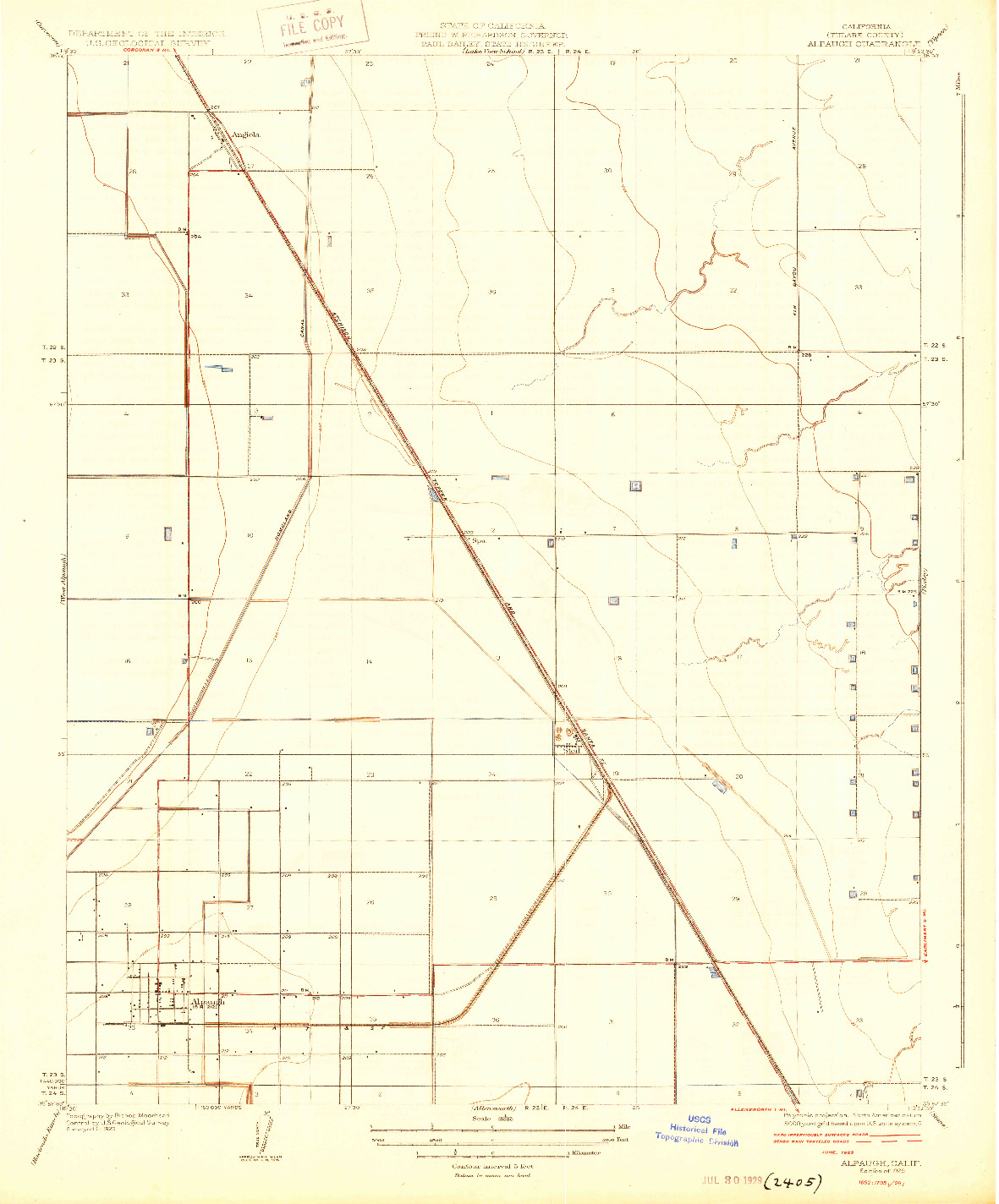 USGS 1:31680-SCALE QUADRANGLE FOR ALPAUGH, CA 1929