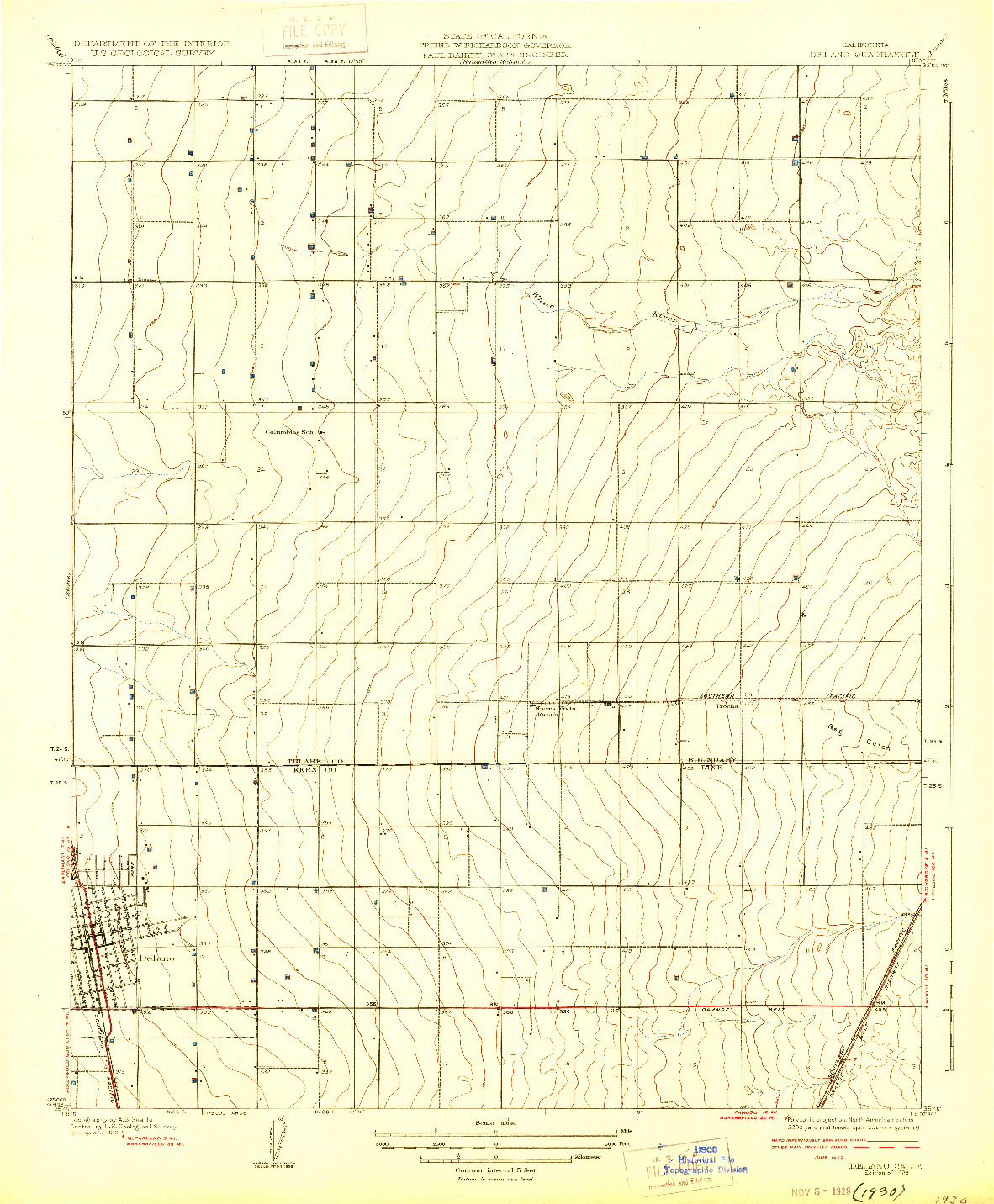 USGS 1:31680-SCALE QUADRANGLE FOR DELANO, CA 1929