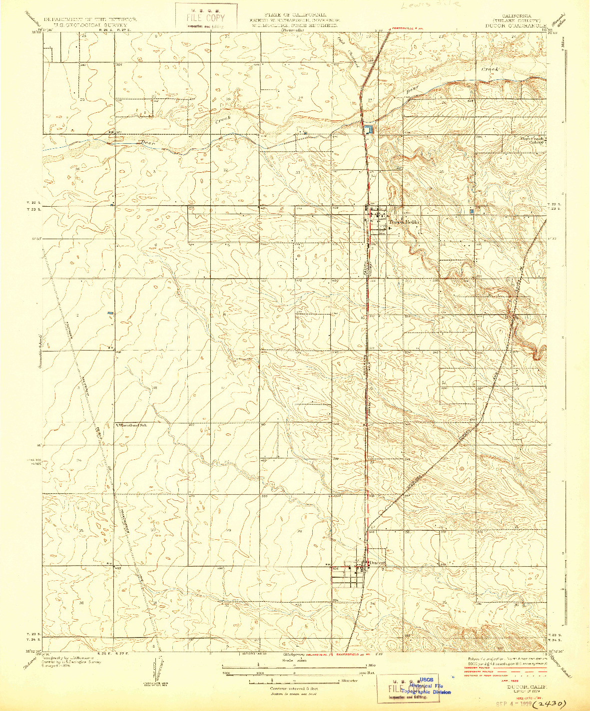 USGS 1:31680-SCALE QUADRANGLE FOR DUCOR, CA 1929