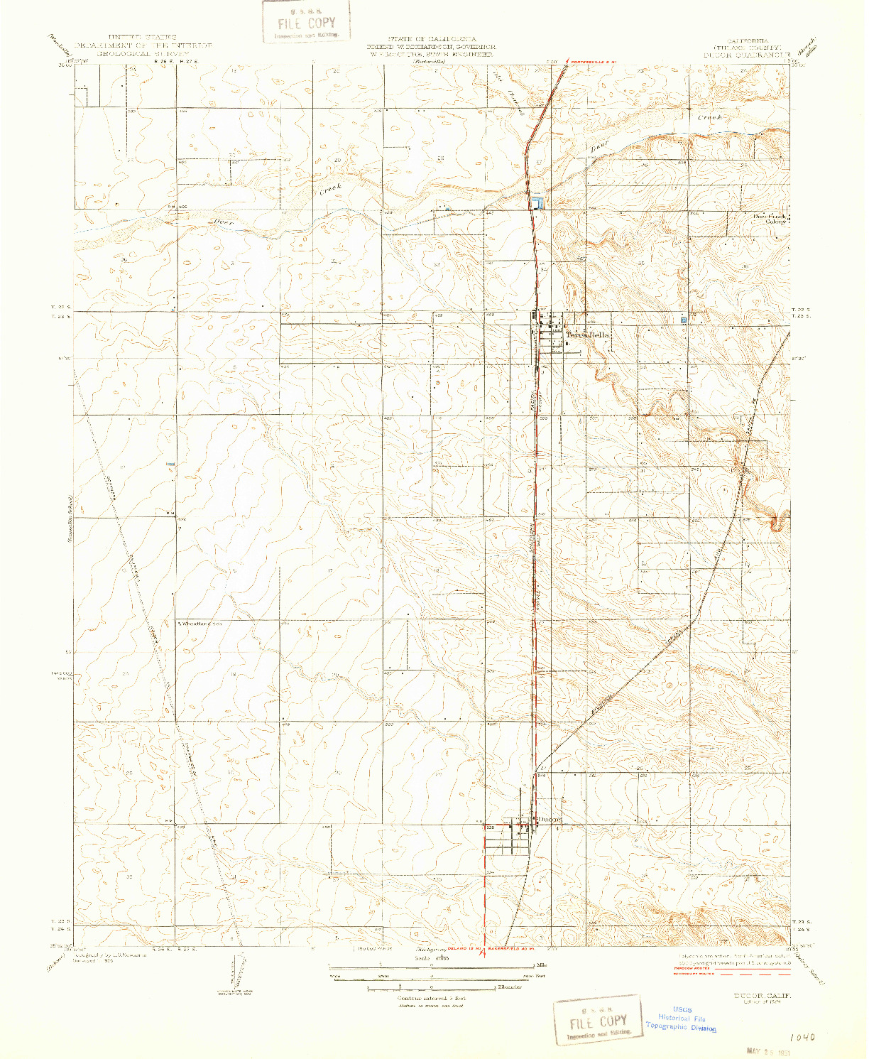 USGS 1:31680-SCALE QUADRANGLE FOR DUCOR, CA 1929