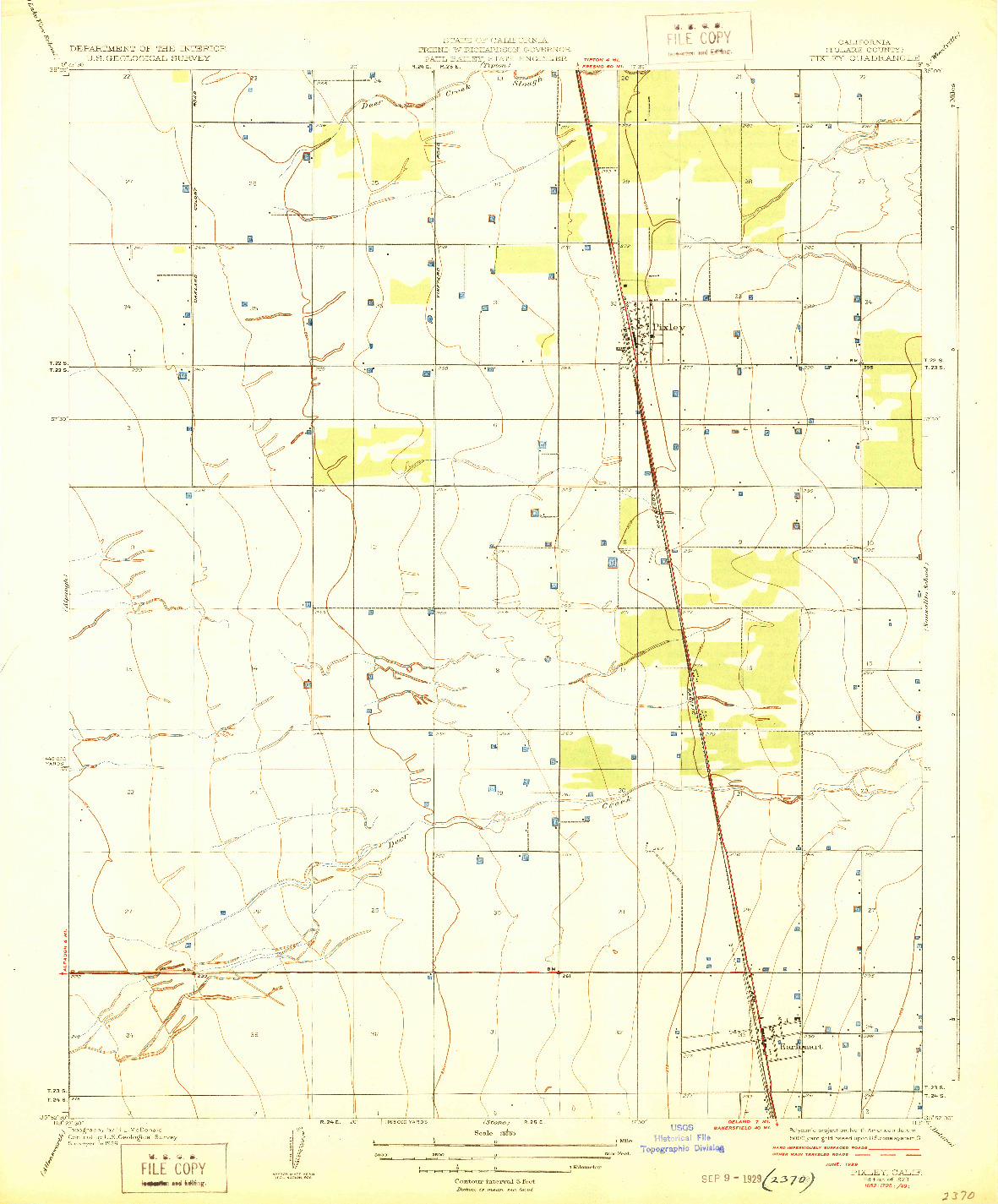 USGS 1:31680-SCALE QUADRANGLE FOR PIXLEY, CA 1929