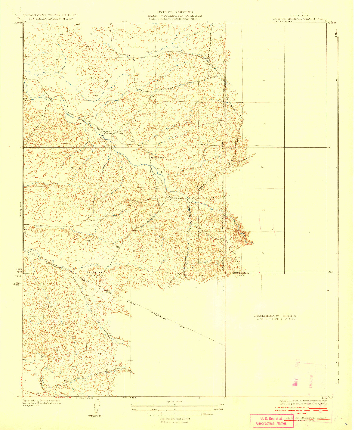USGS 1:31680-SCALE QUADRANGLE FOR QUINCY SCHOOL, CA 1929