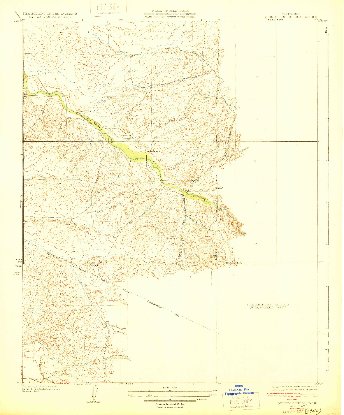 USGS 1:31680-SCALE QUADRANGLE FOR QUINCY SCHOOL, CA 1929