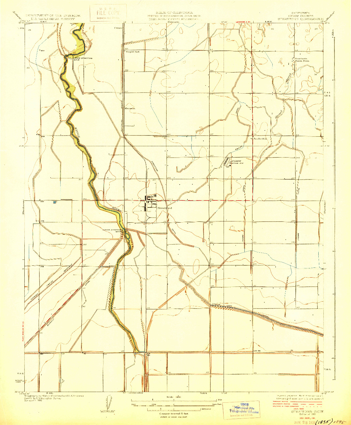 USGS 1:31680-SCALE QUADRANGLE FOR STRATFORD, CA 1929