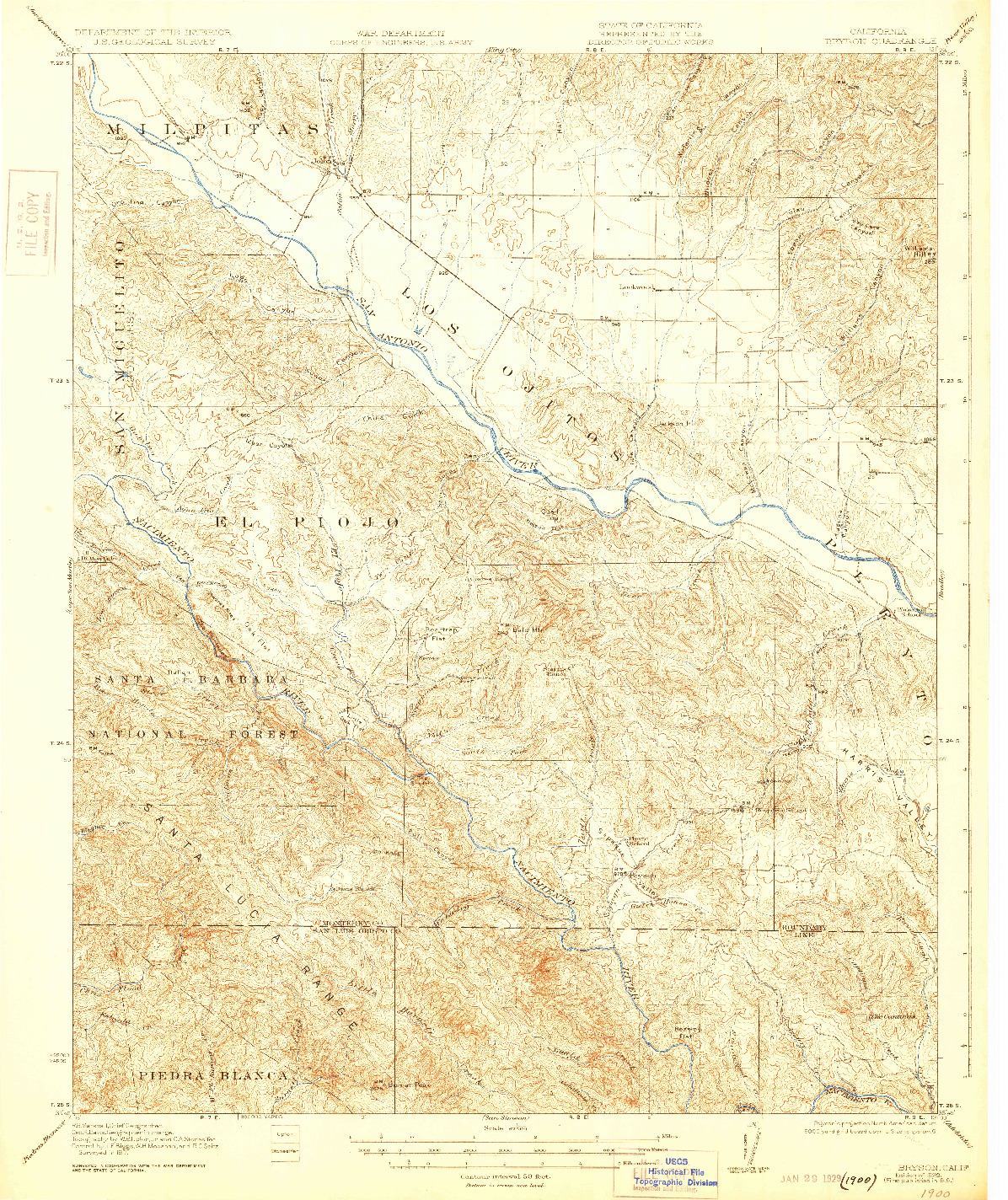 USGS 1:62500-SCALE QUADRANGLE FOR BRYSON, CA 1919