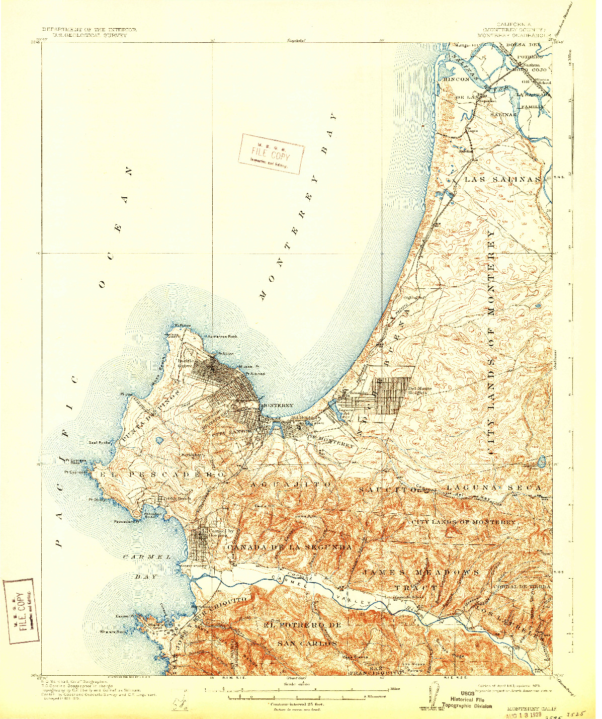 USGS 1:62500-SCALE QUADRANGLE FOR MONTEREY, CA 1913