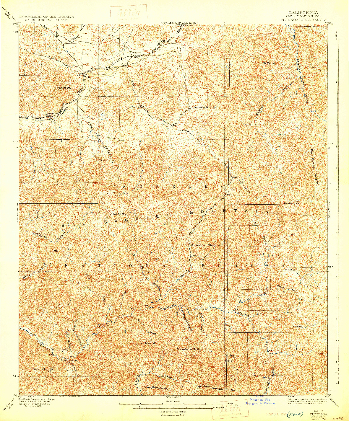 USGS 1:62500-SCALE QUADRANGLE FOR TUJUNGA, CA 1900