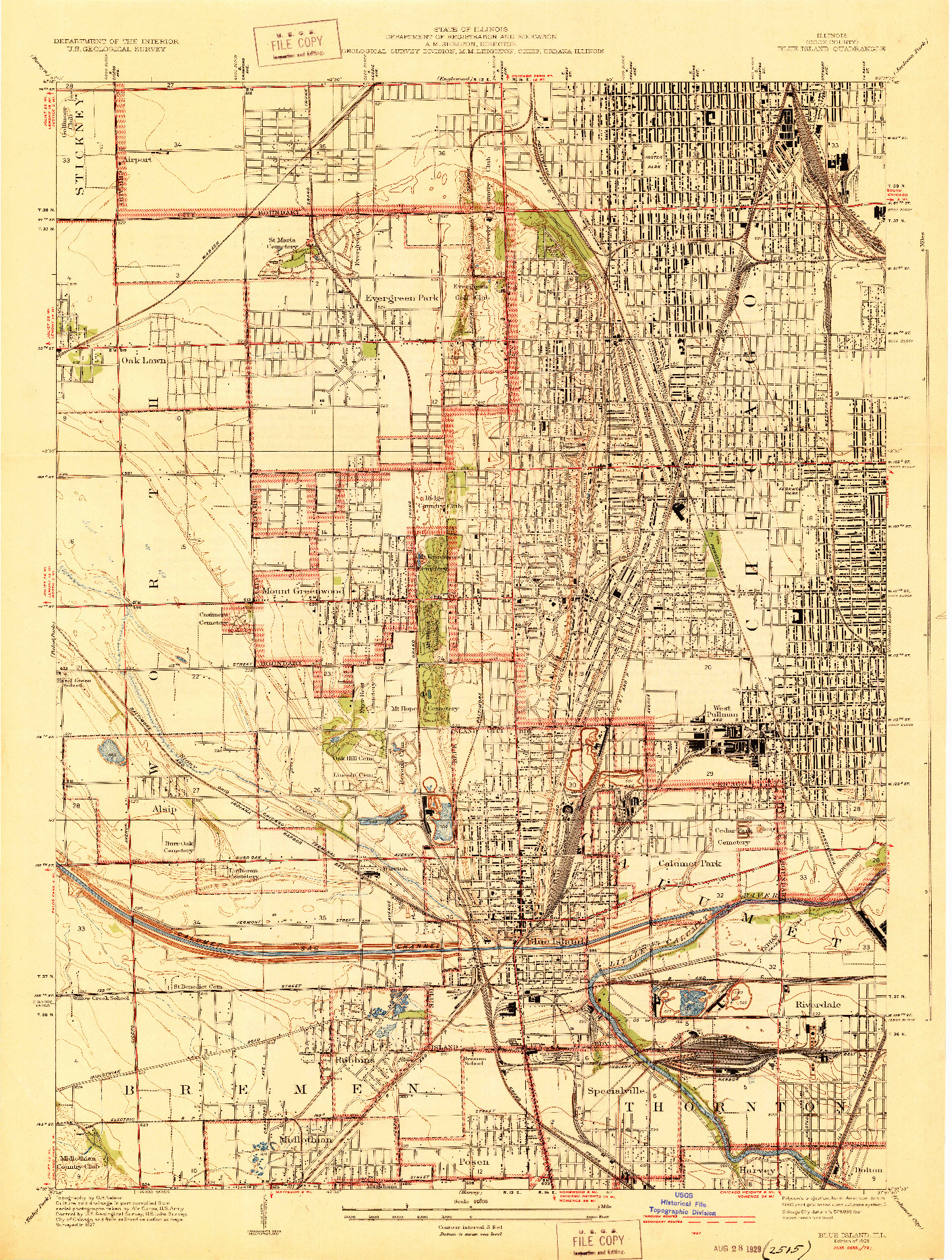 USGS 1:24000-SCALE QUADRANGLE FOR BLUE ISLAND, IL 1929