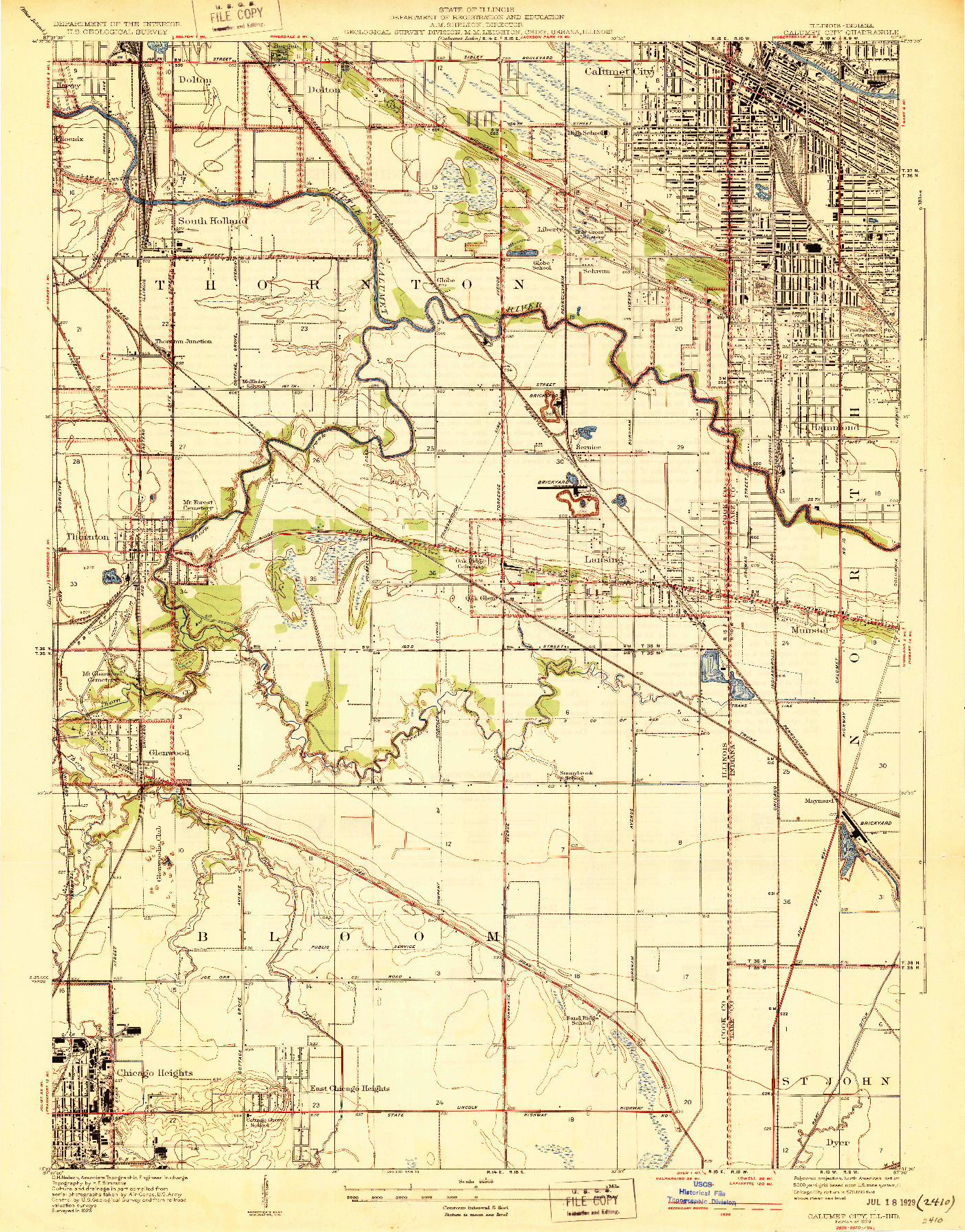USGS 1:24000-SCALE QUADRANGLE FOR CALUMET CITY, IL 1929