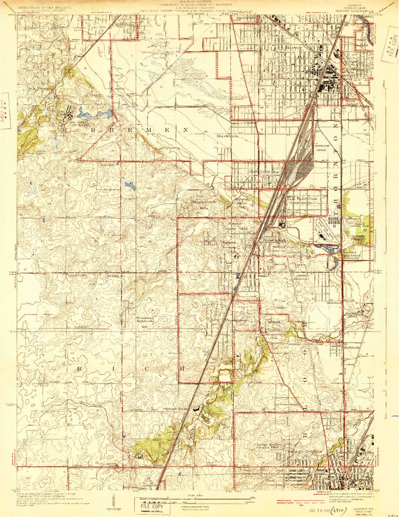 USGS 1:24000-SCALE QUADRANGLE FOR HARVEY, IL 1929