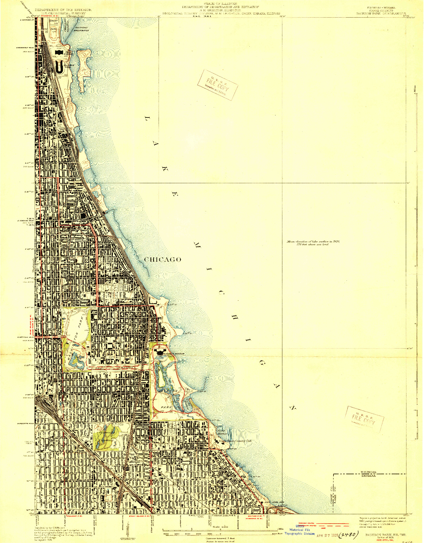 USGS 1:24000-SCALE QUADRANGLE FOR JACKSON PARK, IL 1929