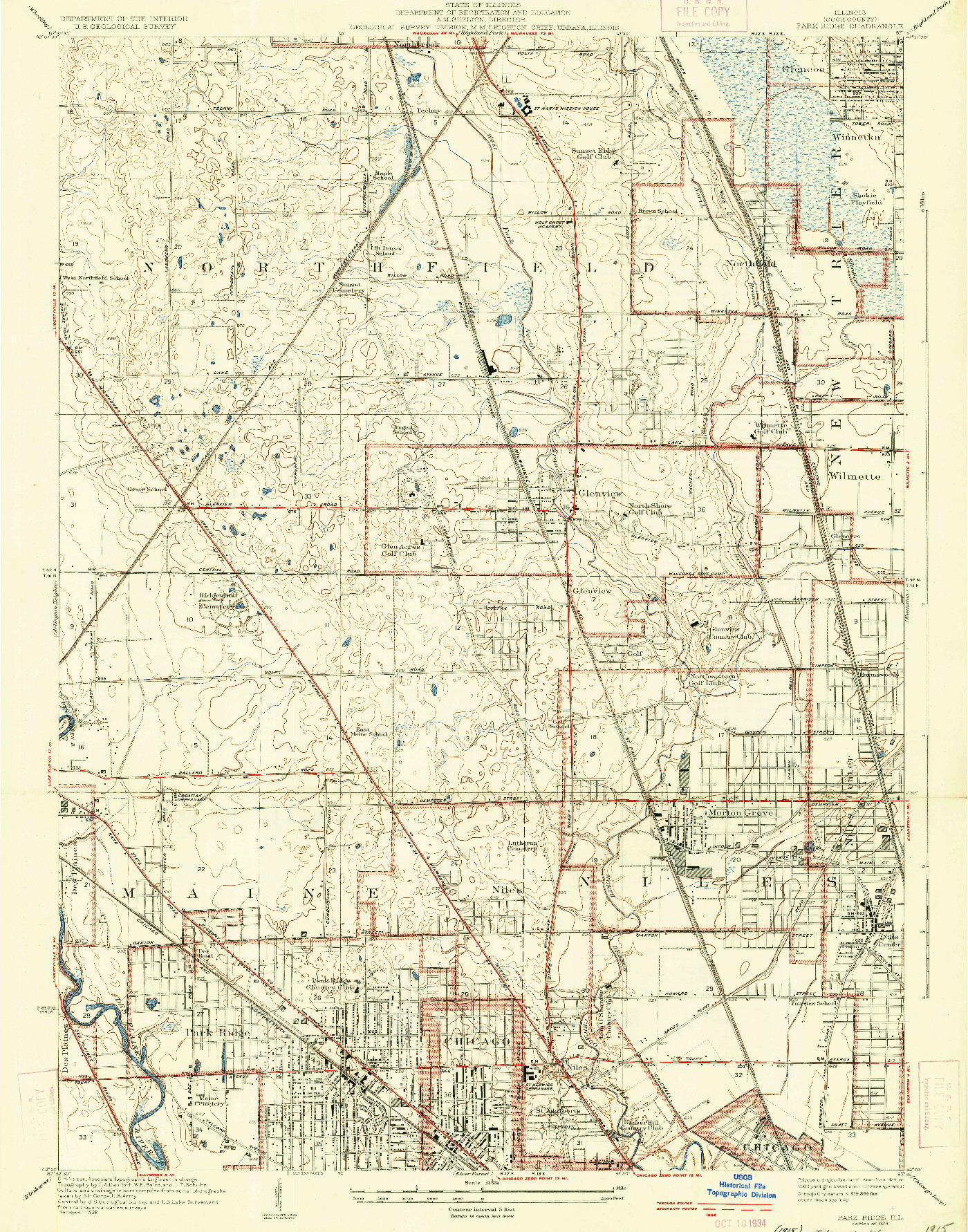 USGS 1:24000-SCALE QUADRANGLE FOR PARK RIDGE, IL 1929