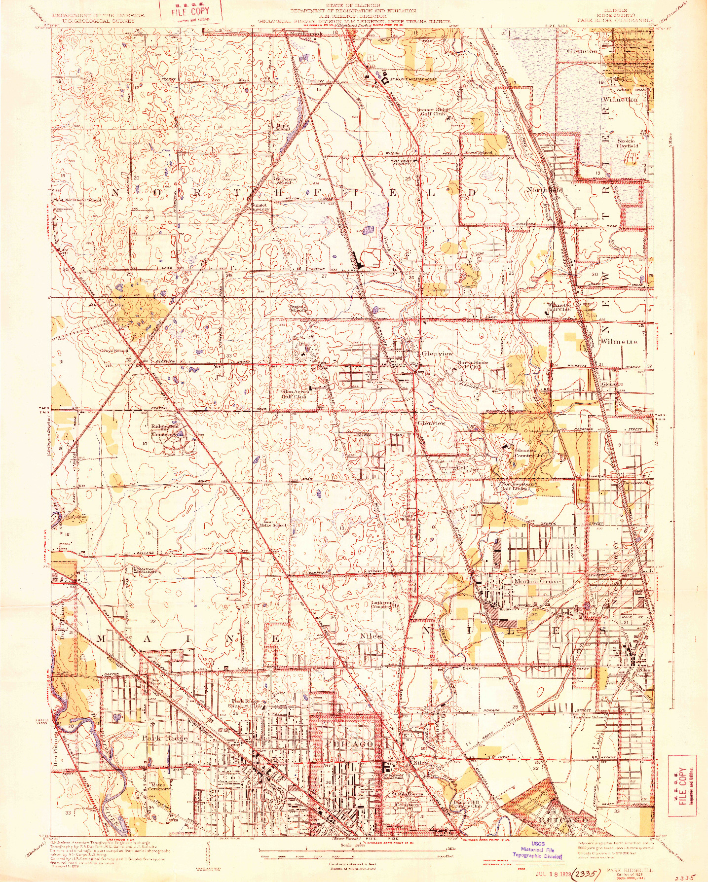 USGS 1:24000-SCALE QUADRANGLE FOR PARK RIDGE, IL 1929