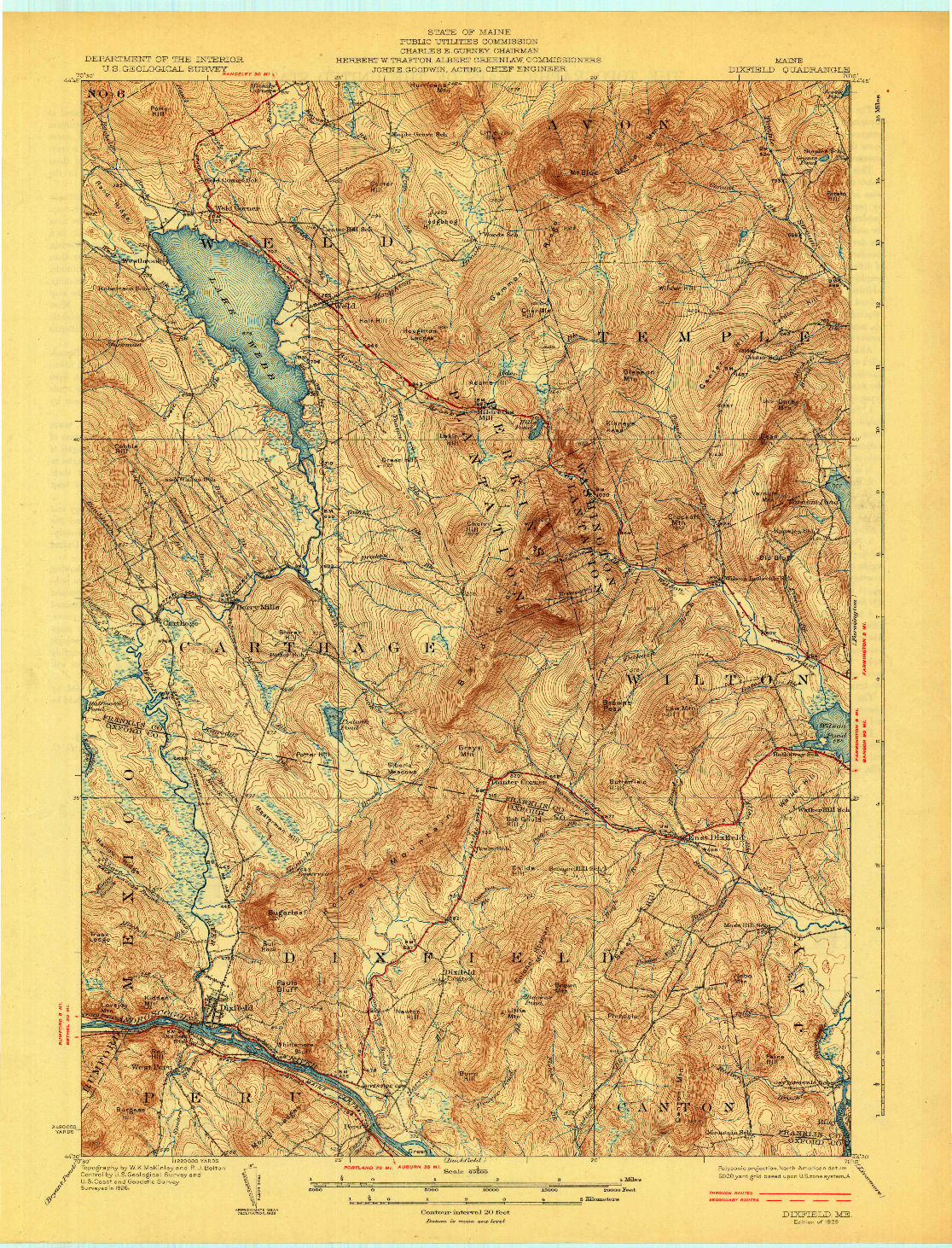 USGS 1:62500-SCALE QUADRANGLE FOR DIXFIELD, ME 1929