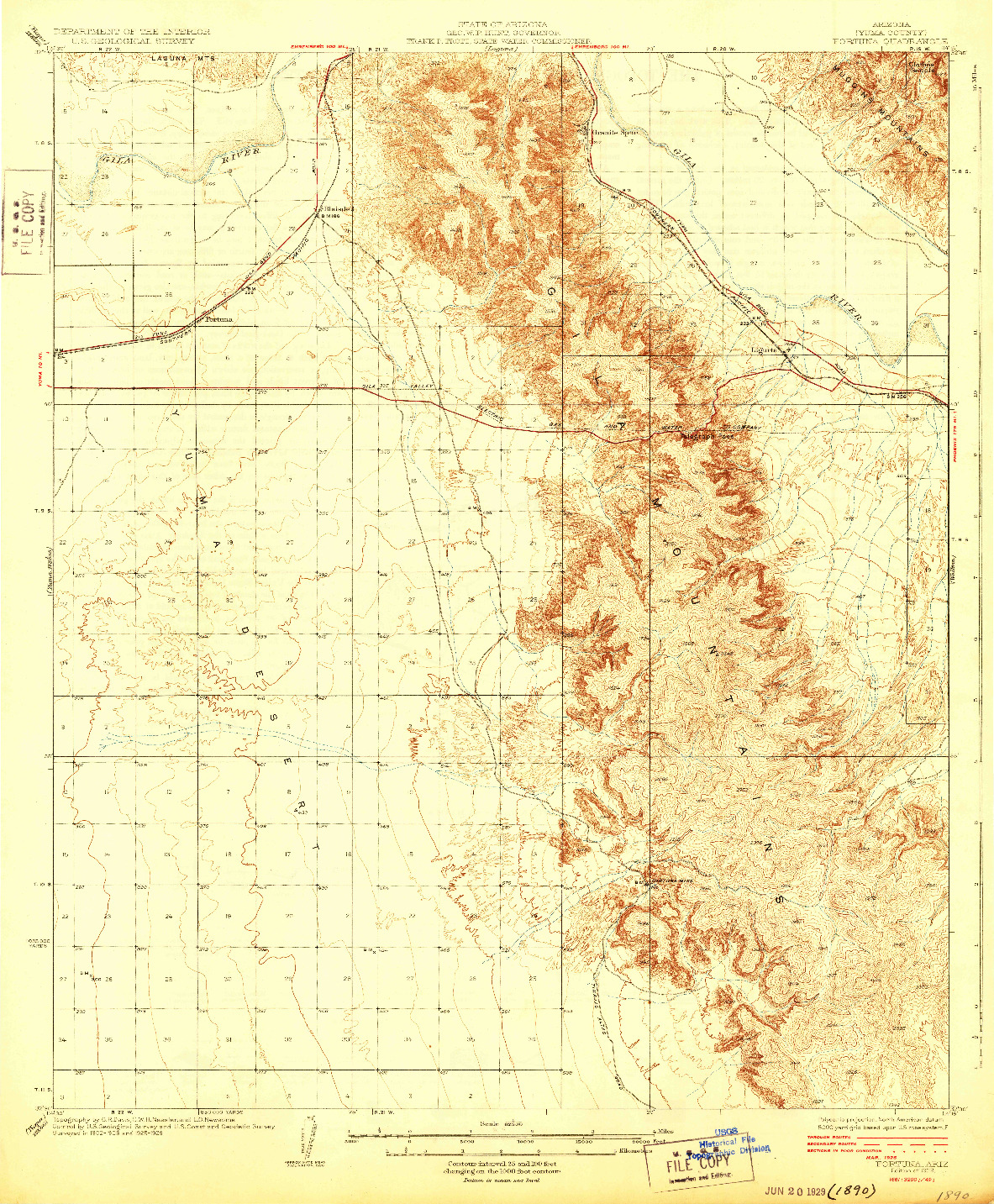 USGS 1:62500-SCALE QUADRANGLE FOR FORTUNA, AZ 1929