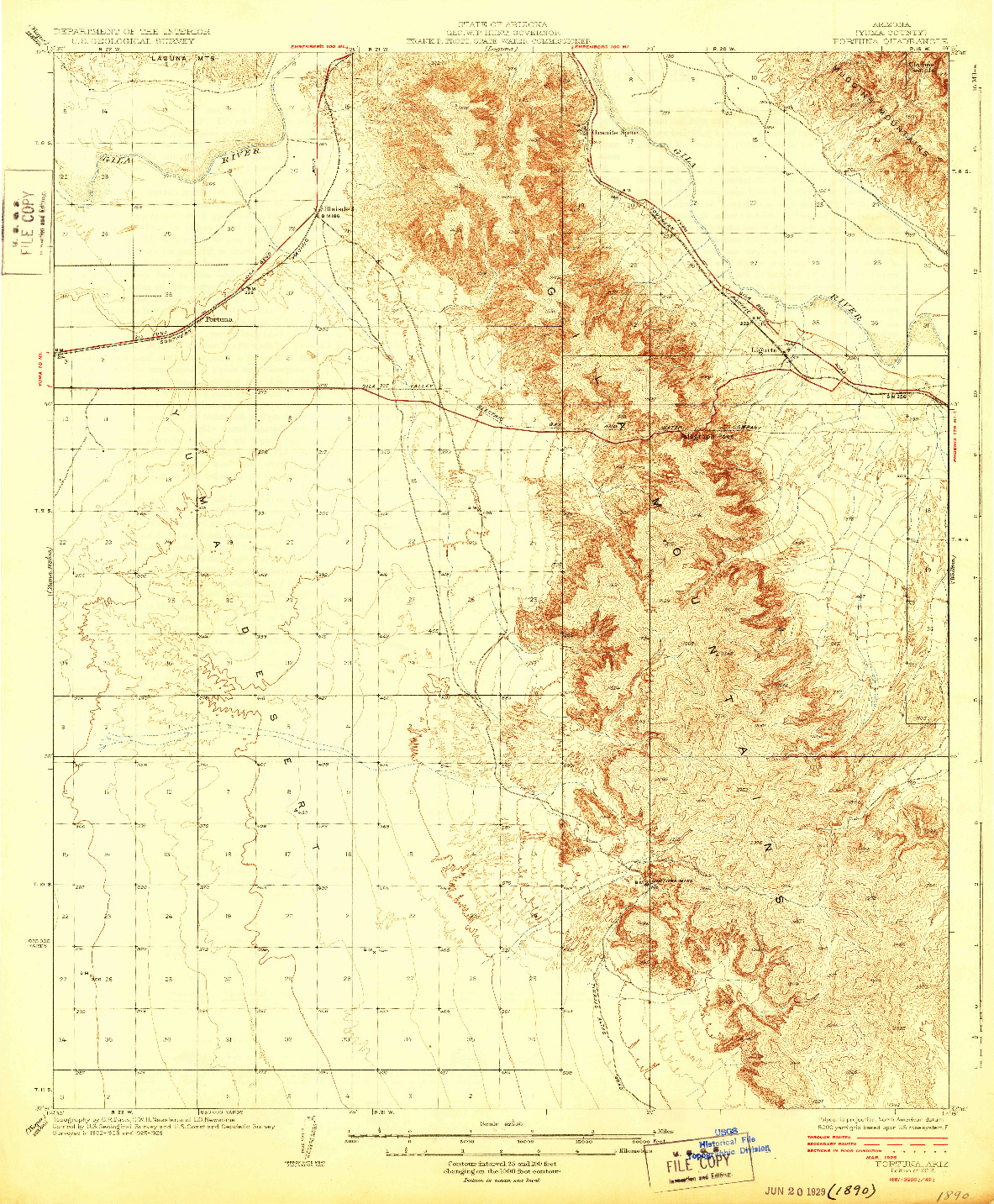 USGS 1:62500-SCALE QUADRANGLE FOR FORTUNA, AZ 1929