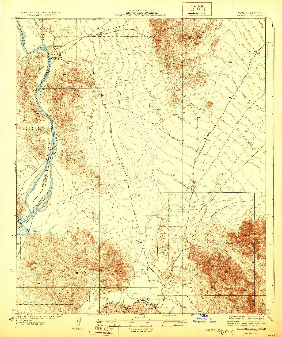 USGS 1:62500-SCALE QUADRANGLE FOR LAGUNA, AZ 1929