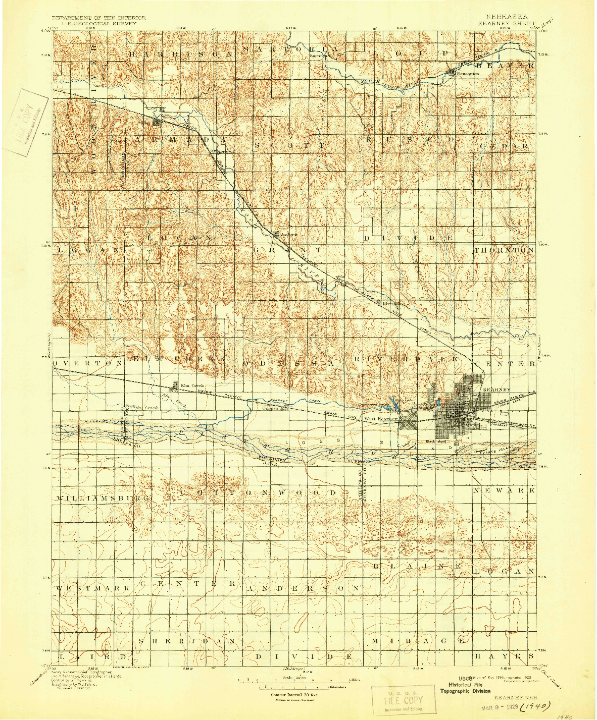 USGS 1:125000-SCALE QUADRANGLE FOR KEARNEY, NE 1896