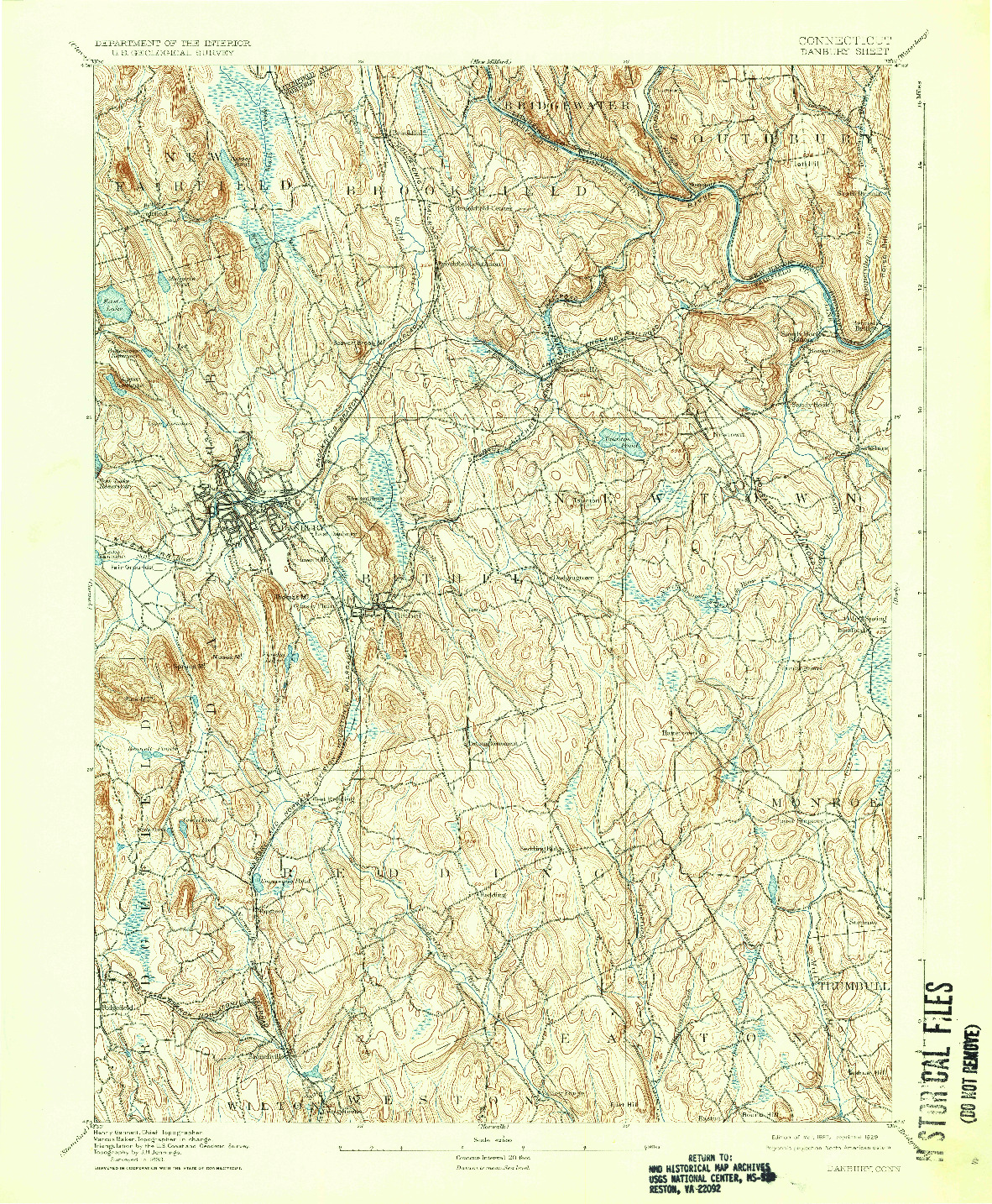 USGS 1:62500-SCALE QUADRANGLE FOR DANBURY, CT 1892