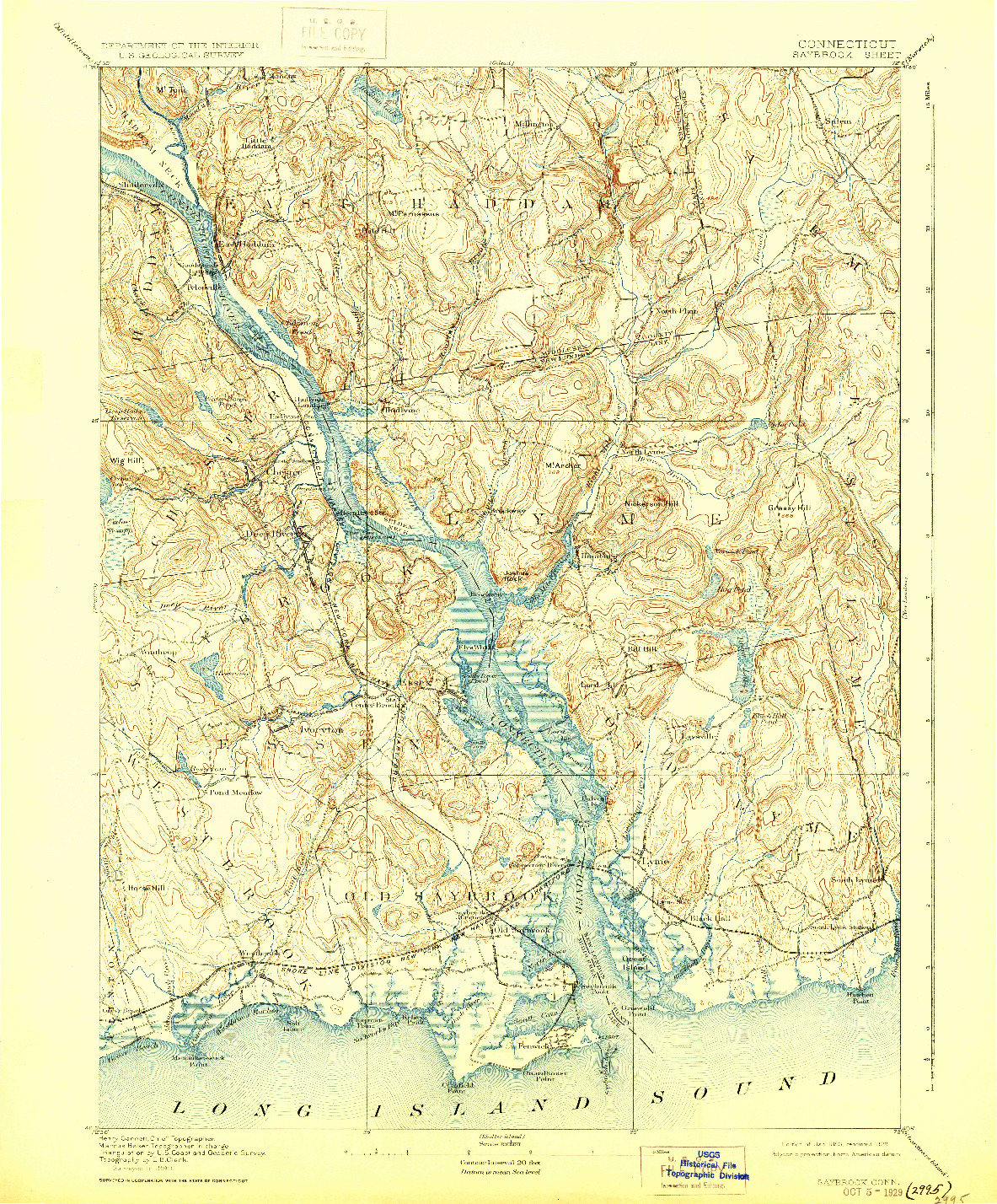 USGS 1:62500-SCALE QUADRANGLE FOR SAYBROOK, CT 1893