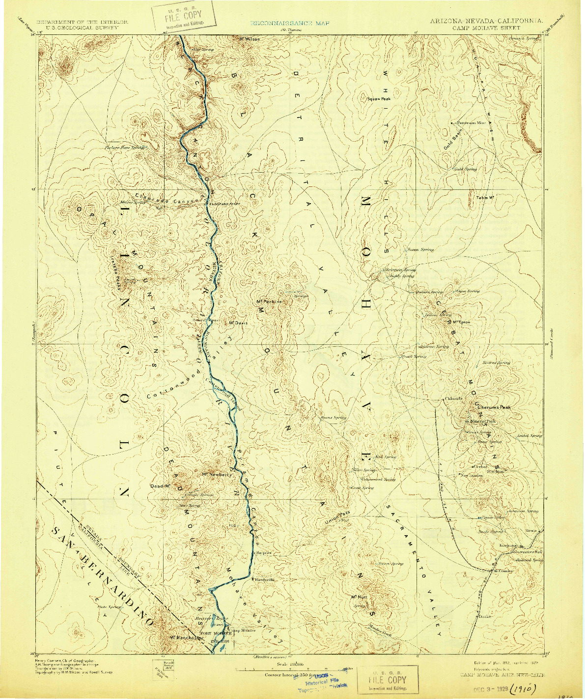 USGS 1:250000-SCALE QUADRANGLE FOR CAMP MOHAVE, AZ 1892