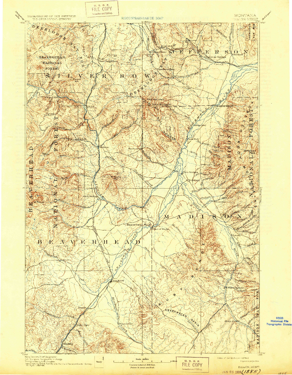 USGS 1:250000-SCALE QUADRANGLE FOR DILLON, MT 1893