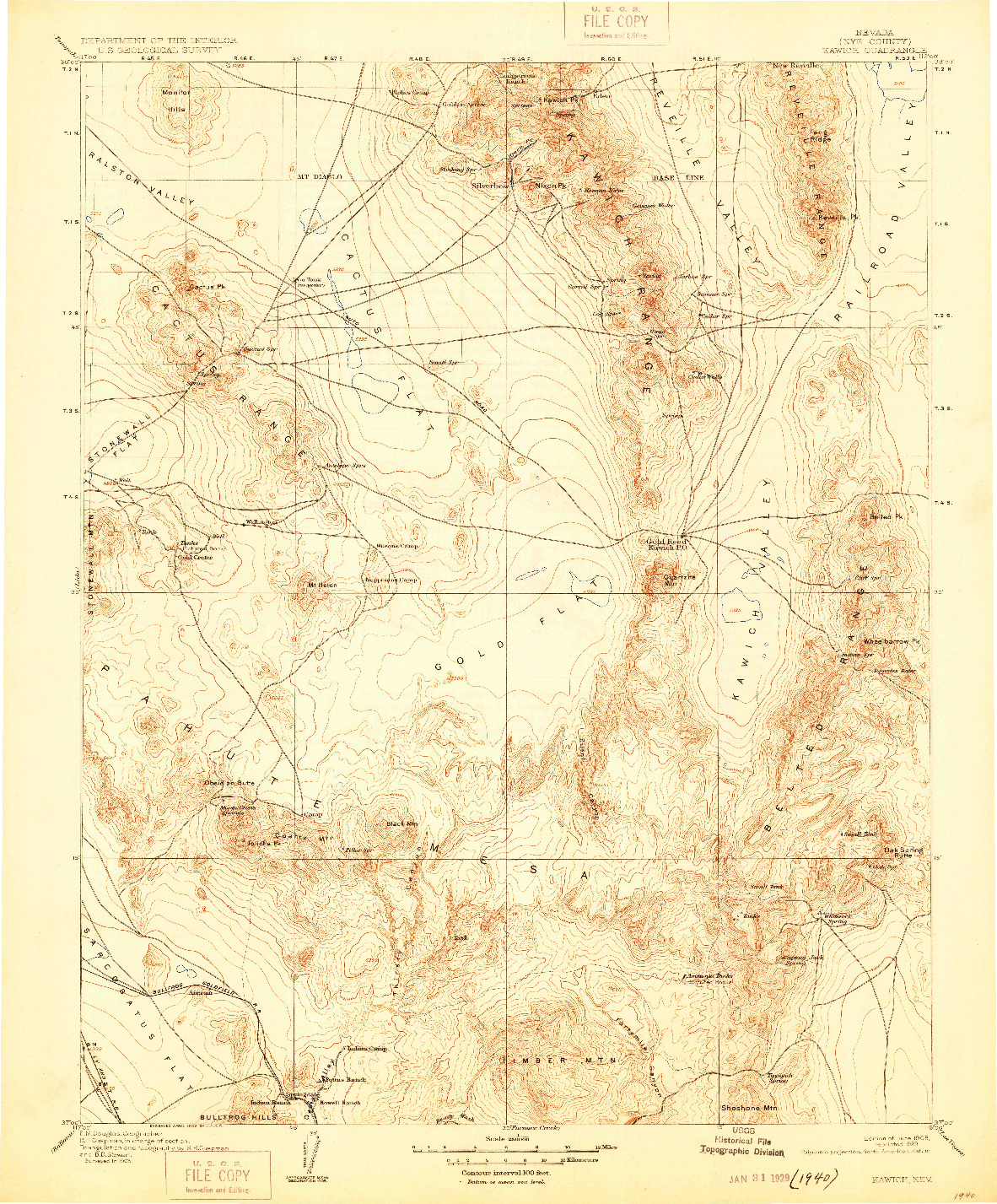 USGS 1:250000-SCALE QUADRANGLE FOR KAWICH, NV 1908