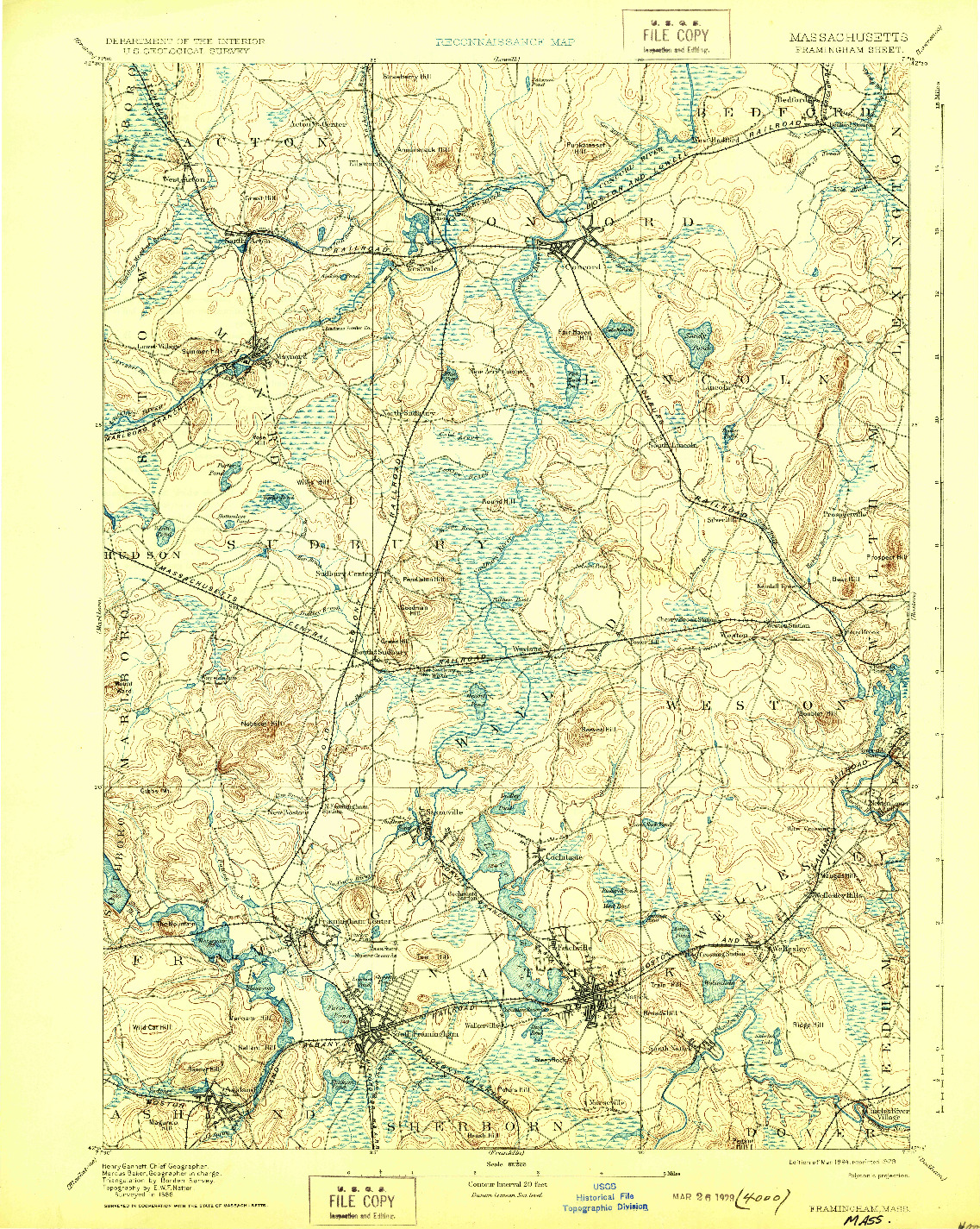 USGS 1:62500-SCALE QUADRANGLE FOR FRAMINGHAM, MA 1894