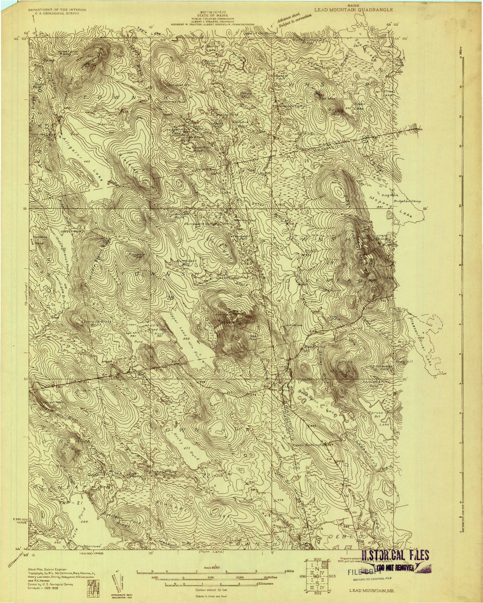 USGS 1:48000-SCALE QUADRANGLE FOR LEAD MOUNTAIN, ME 1929