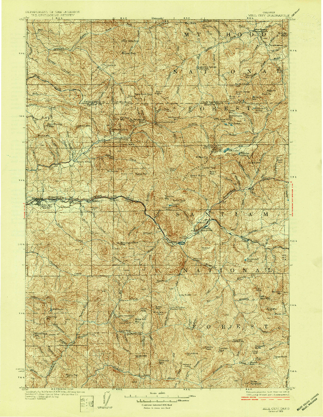 USGS 1:125000-SCALE QUADRANGLE FOR MILL CITY, OR 1929