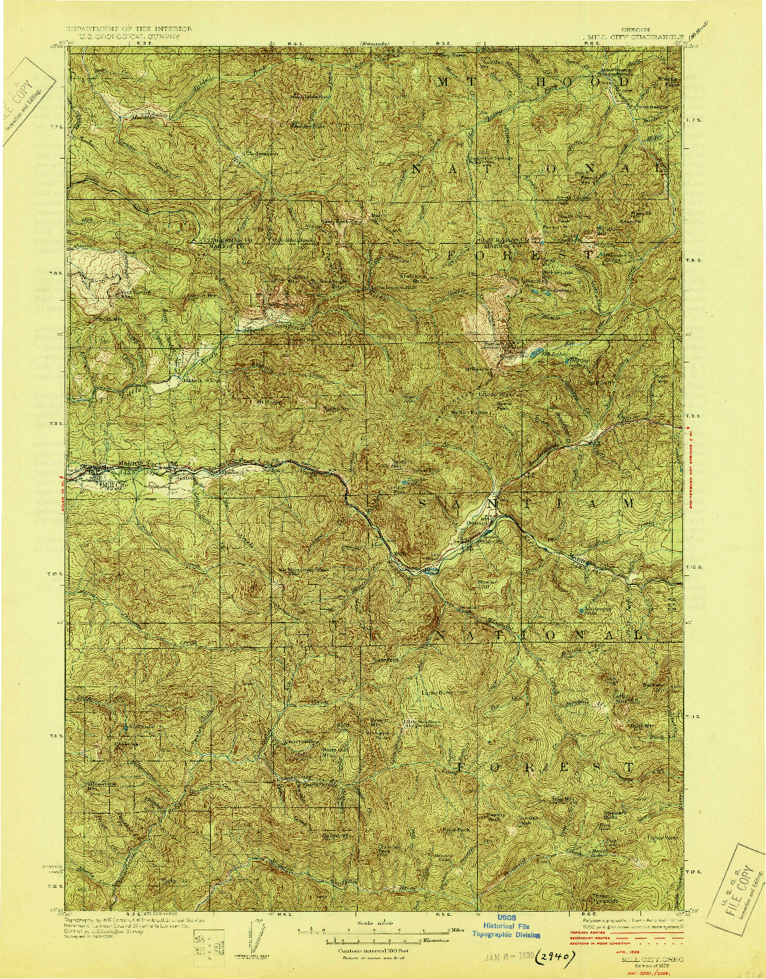 USGS 1:125000-SCALE QUADRANGLE FOR MILL CITY, OR 1929