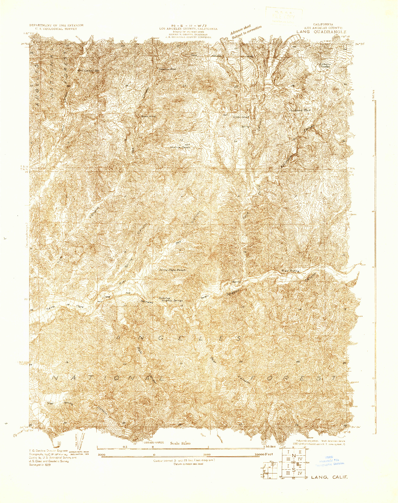 USGS 1:24000-SCALE QUADRANGLE FOR LANG, CA 1929