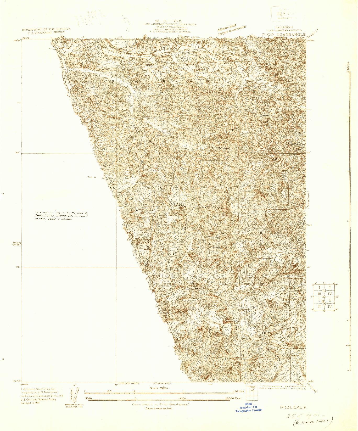 USGS 1:24000-SCALE QUADRANGLE FOR PICO, CA 1929