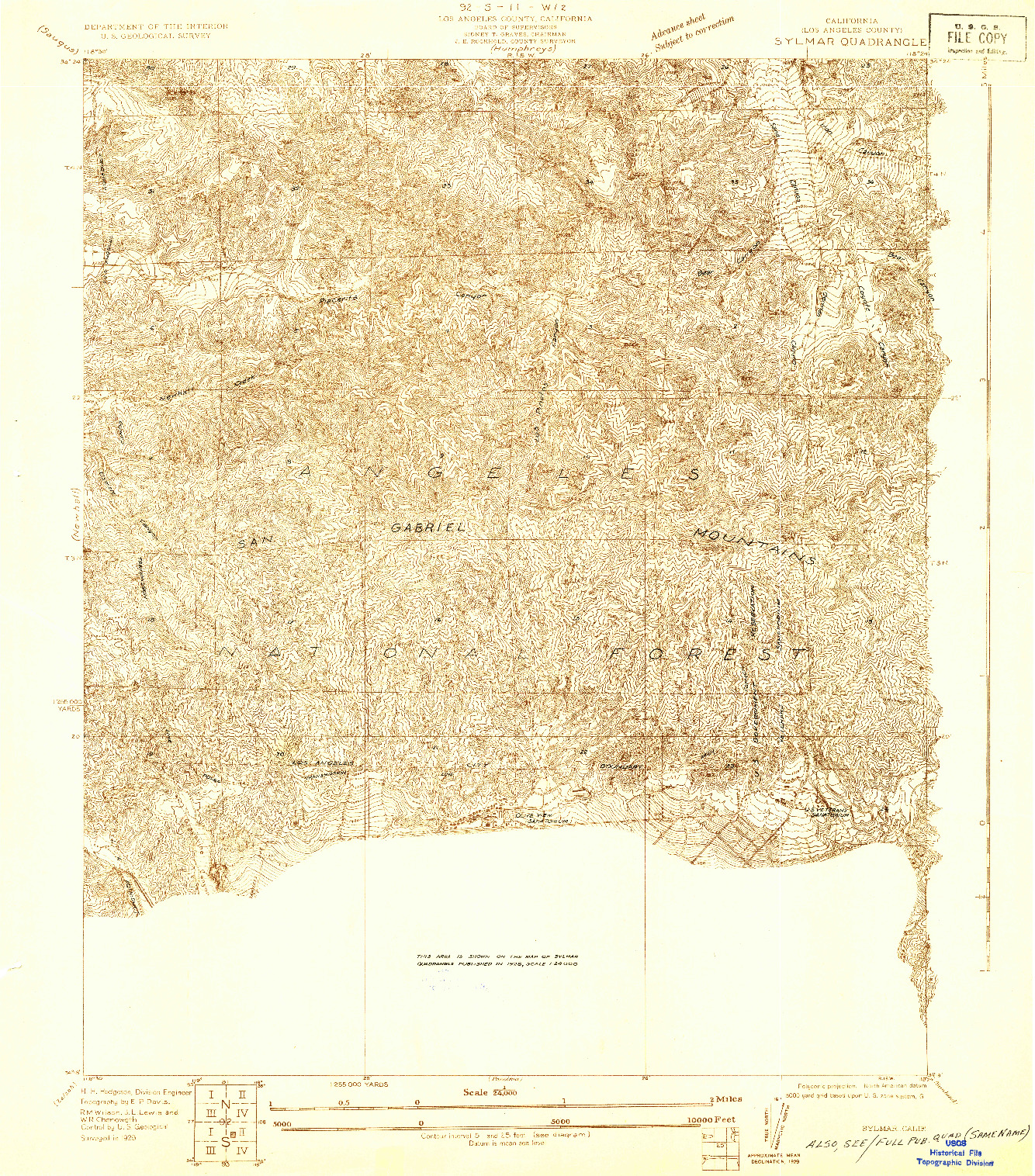 USGS 1:24000-SCALE QUADRANGLE FOR SYLMAR, CA 1929