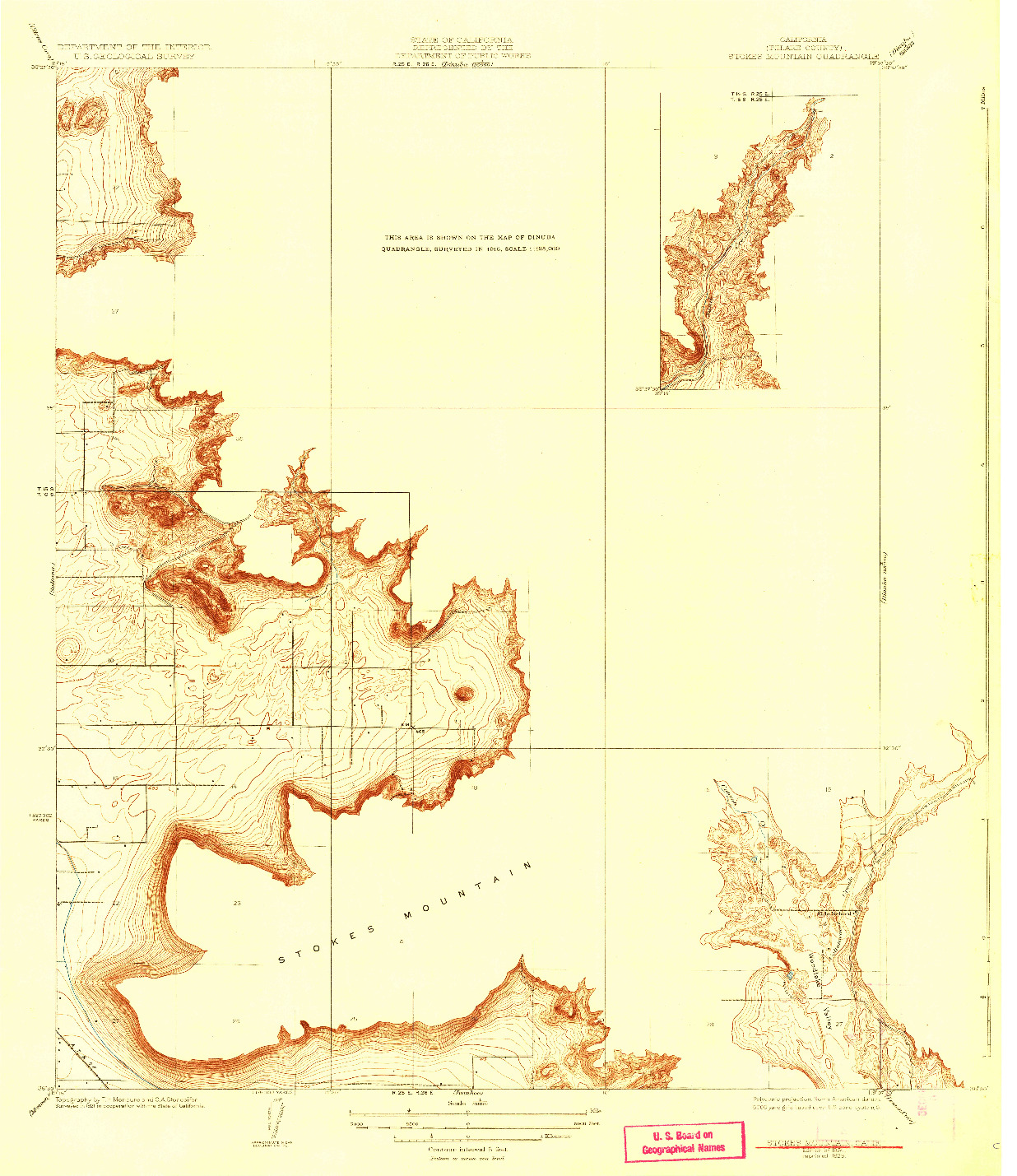 USGS 1:31680-SCALE QUADRANGLE FOR STOKES MOUNTAIN, CA 1924