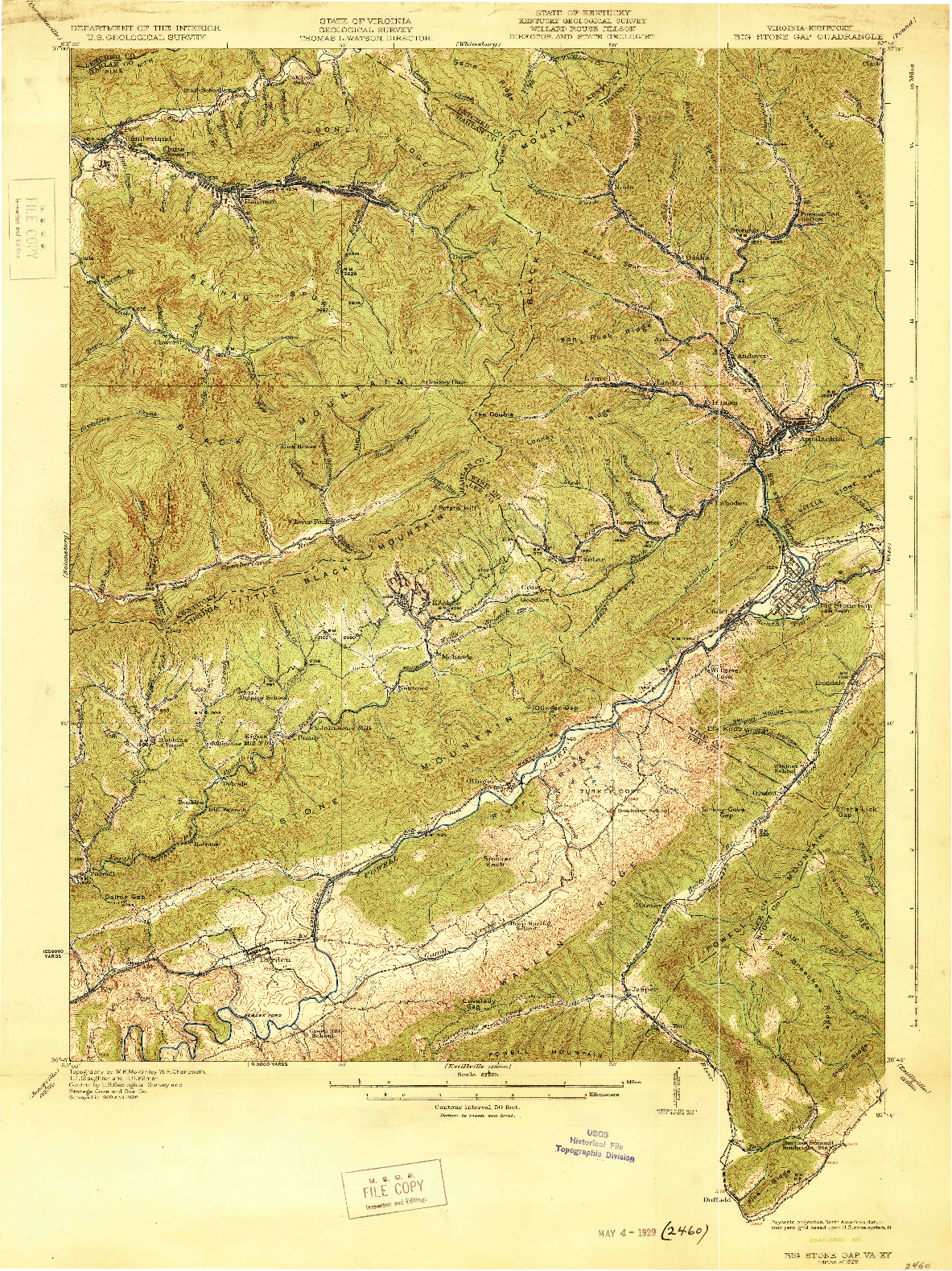 USGS 1:62500-SCALE QUADRANGLE FOR BIG STONE GAP, VA 1929
