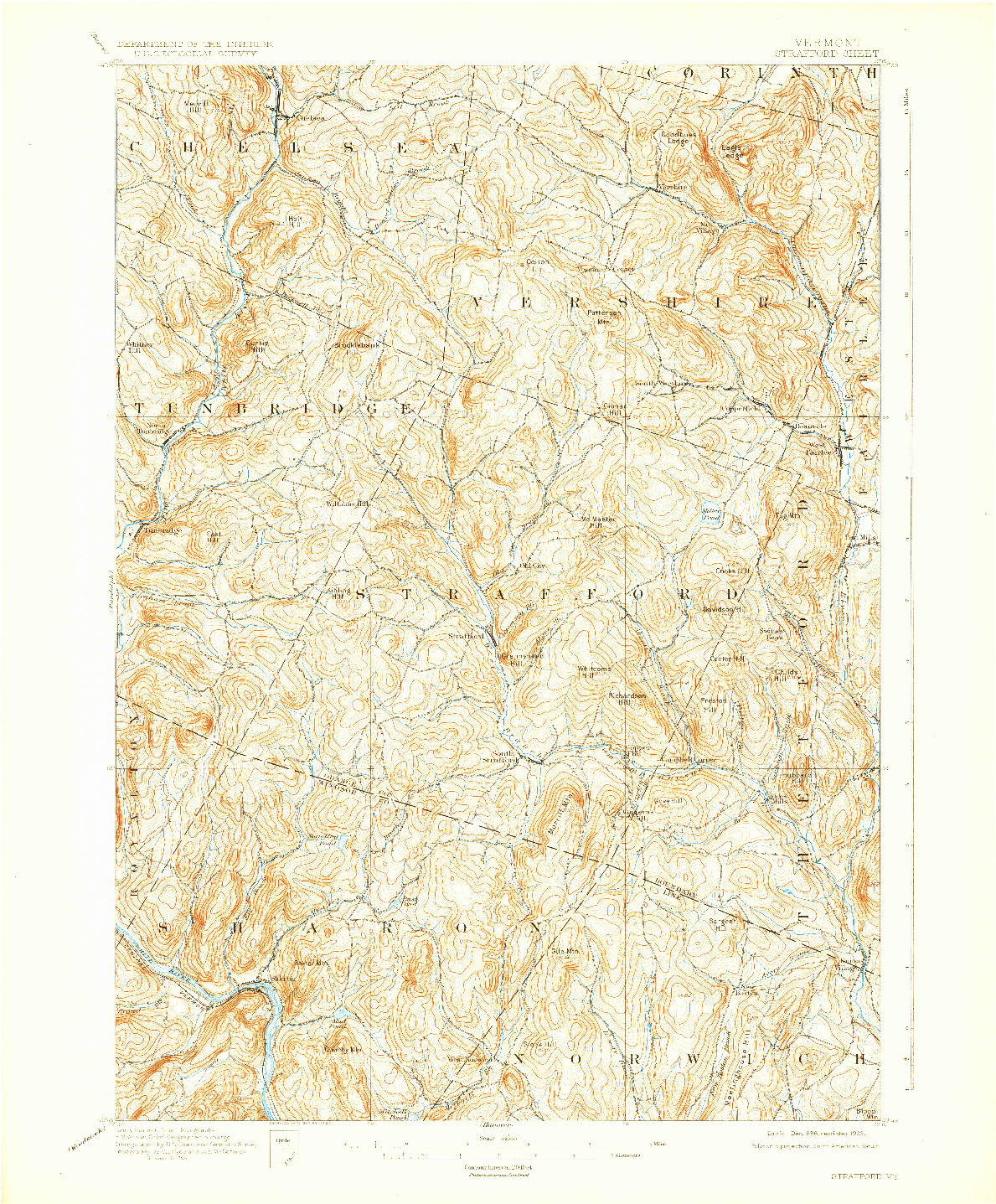 USGS 1:62500-SCALE QUADRANGLE FOR STRAFFORD, VT 1896
