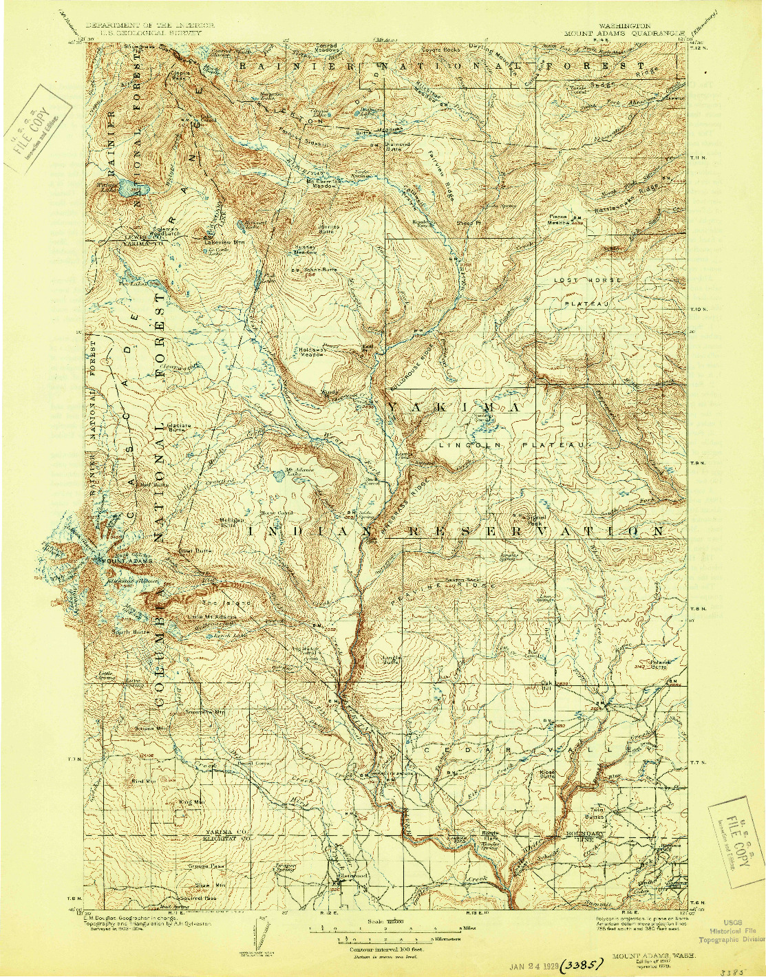 USGS 1:125000-SCALE QUADRANGLE FOR MOUNT ADAMS, WA 1907