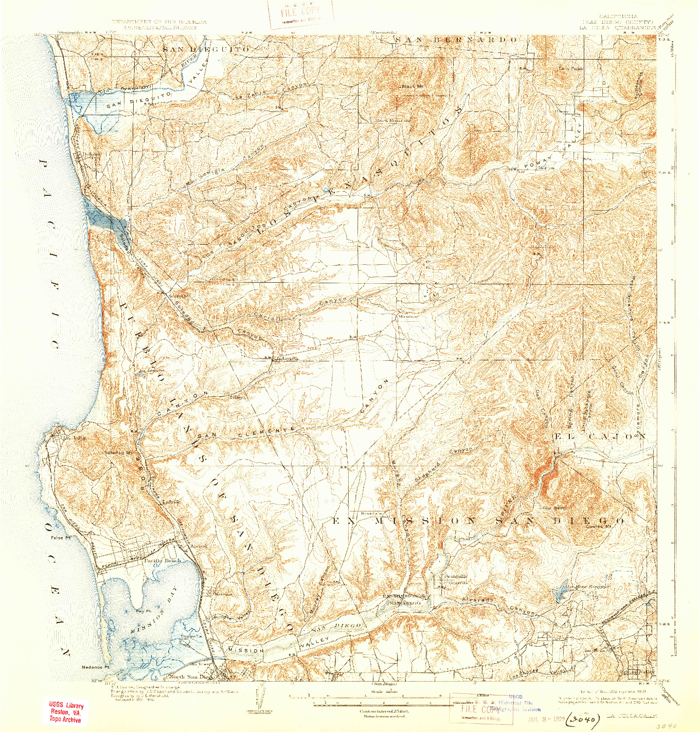 USGS 1:62500-SCALE QUADRANGLE FOR LA JOLLA, CA 1903