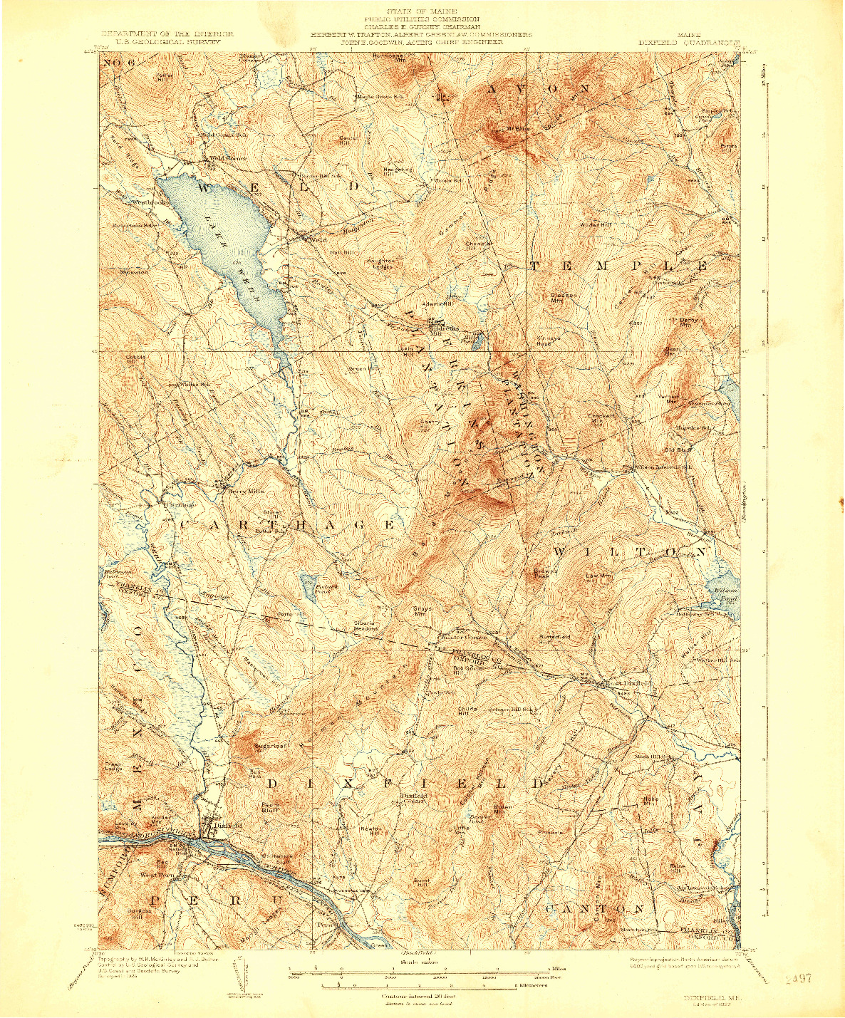 USGS 1:62500-SCALE QUADRANGLE FOR DIXFIELD, ME 1929