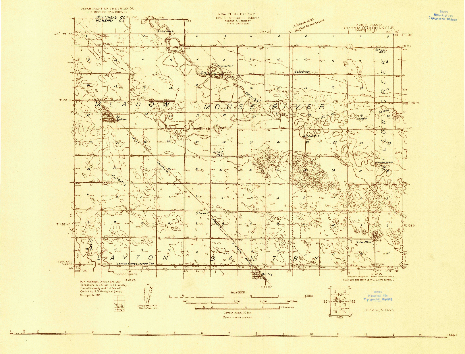 USGS 1:48000-SCALE QUADRANGLE FOR UPHAM, ND 1929