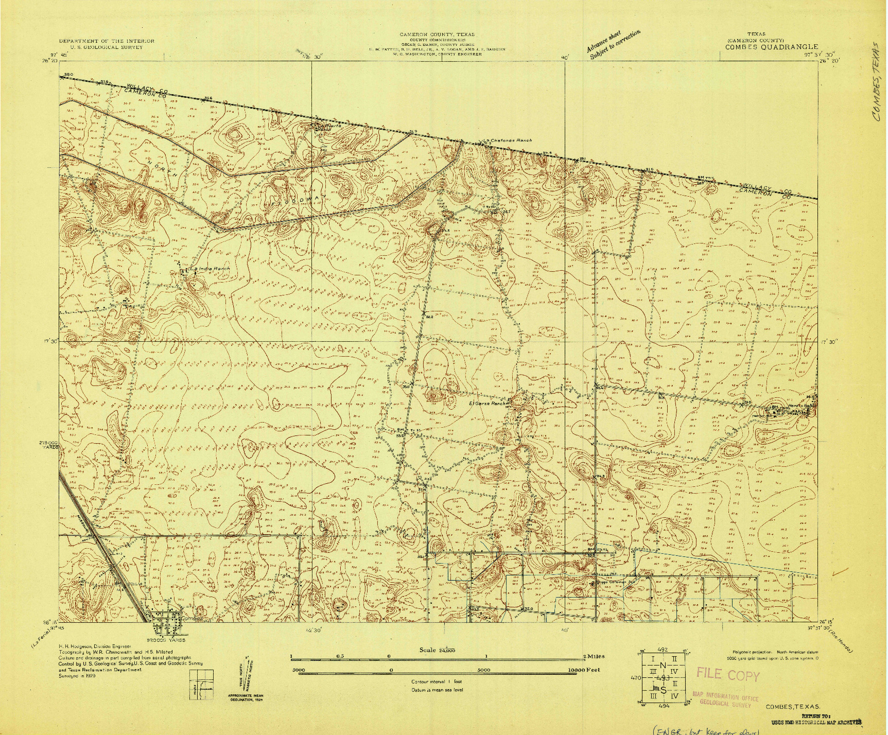 USGS 1:24000-SCALE QUADRANGLE FOR COMBES, TX 1929