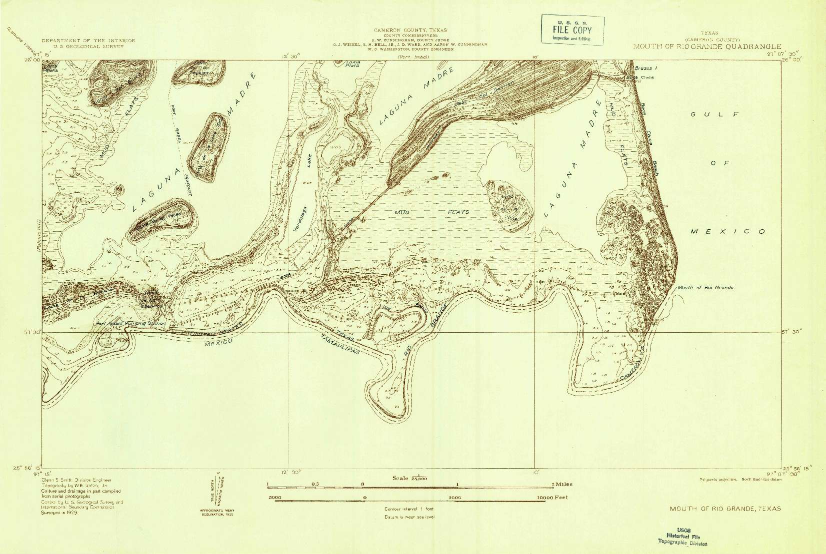 USGS 1:24000-SCALE QUADRANGLE FOR MOUTH OF RIO GRANDE, TX 1929