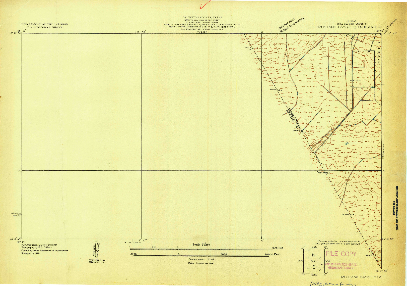 USGS 1:24000-SCALE QUADRANGLE FOR MUSTANG BAYOU, TX 1929